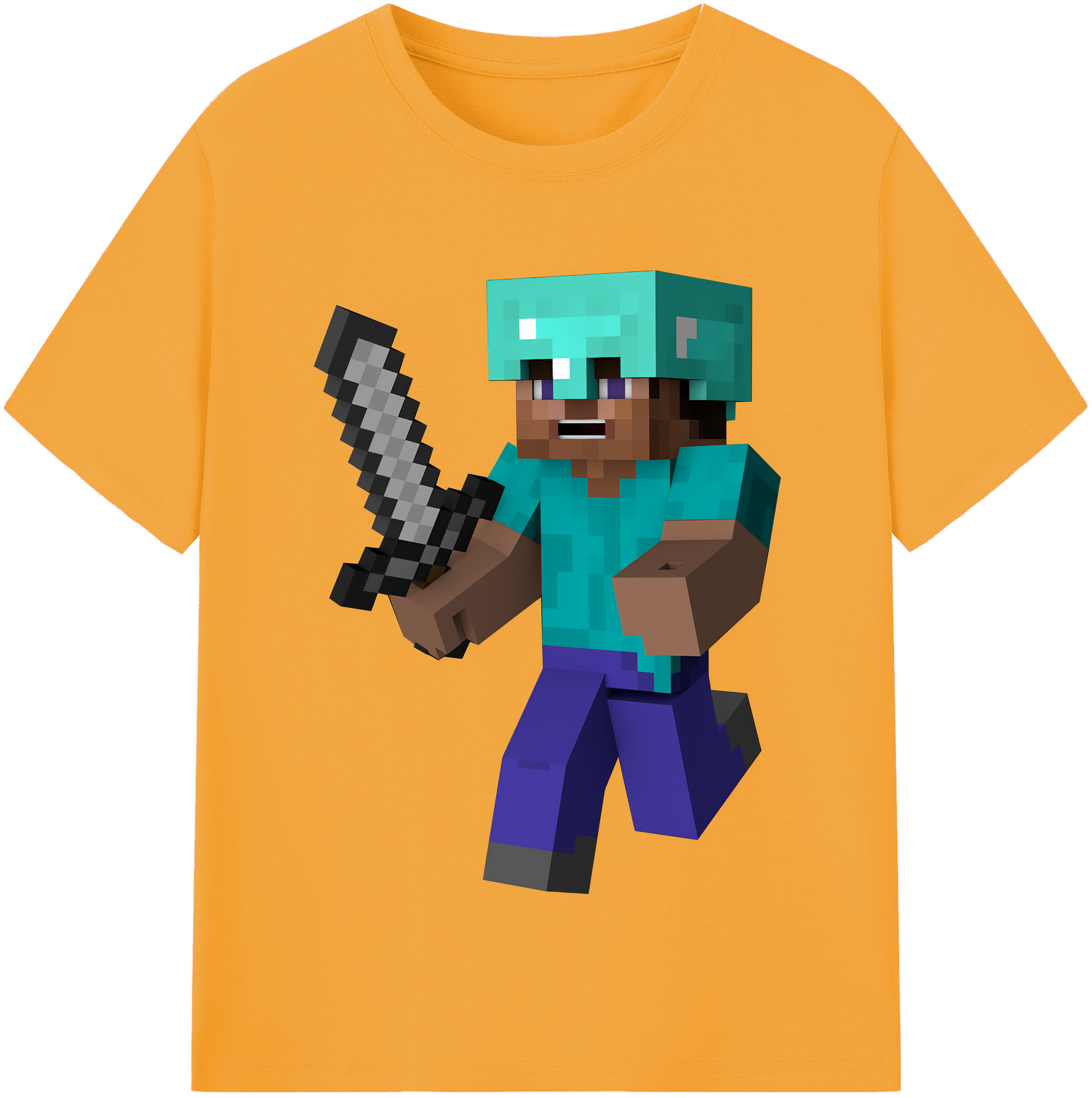 （画像用） マインクラフト ブロックの世界 Minecraft MC Block world 綿100％半袖Tシャツ（フロントプリント）