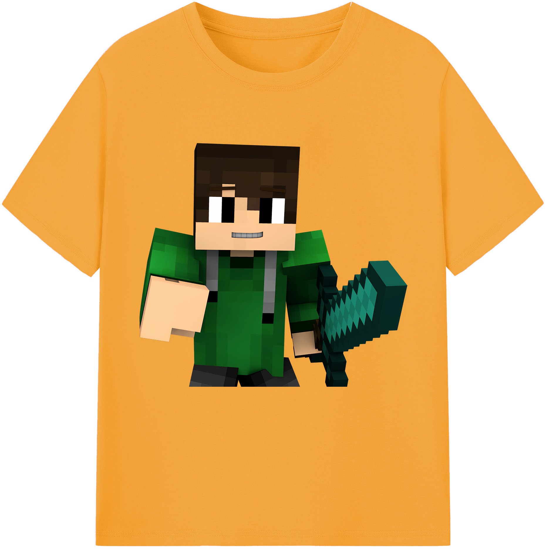 （画像用） マインクラフト ブロックの世界 Minecraft MC Block world 綿100％半袖Tシャツ（フロントプリント）