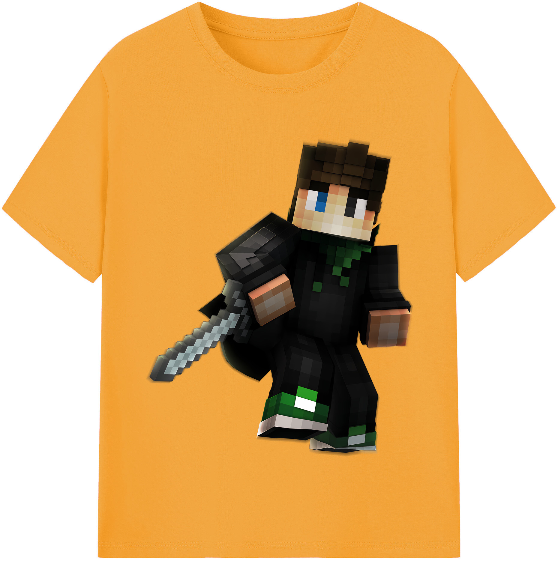 （画像用） マインクラフト ブロックの世界 Minecraft MC Block world 綿100％半袖Tシャツ（フロントプリント）