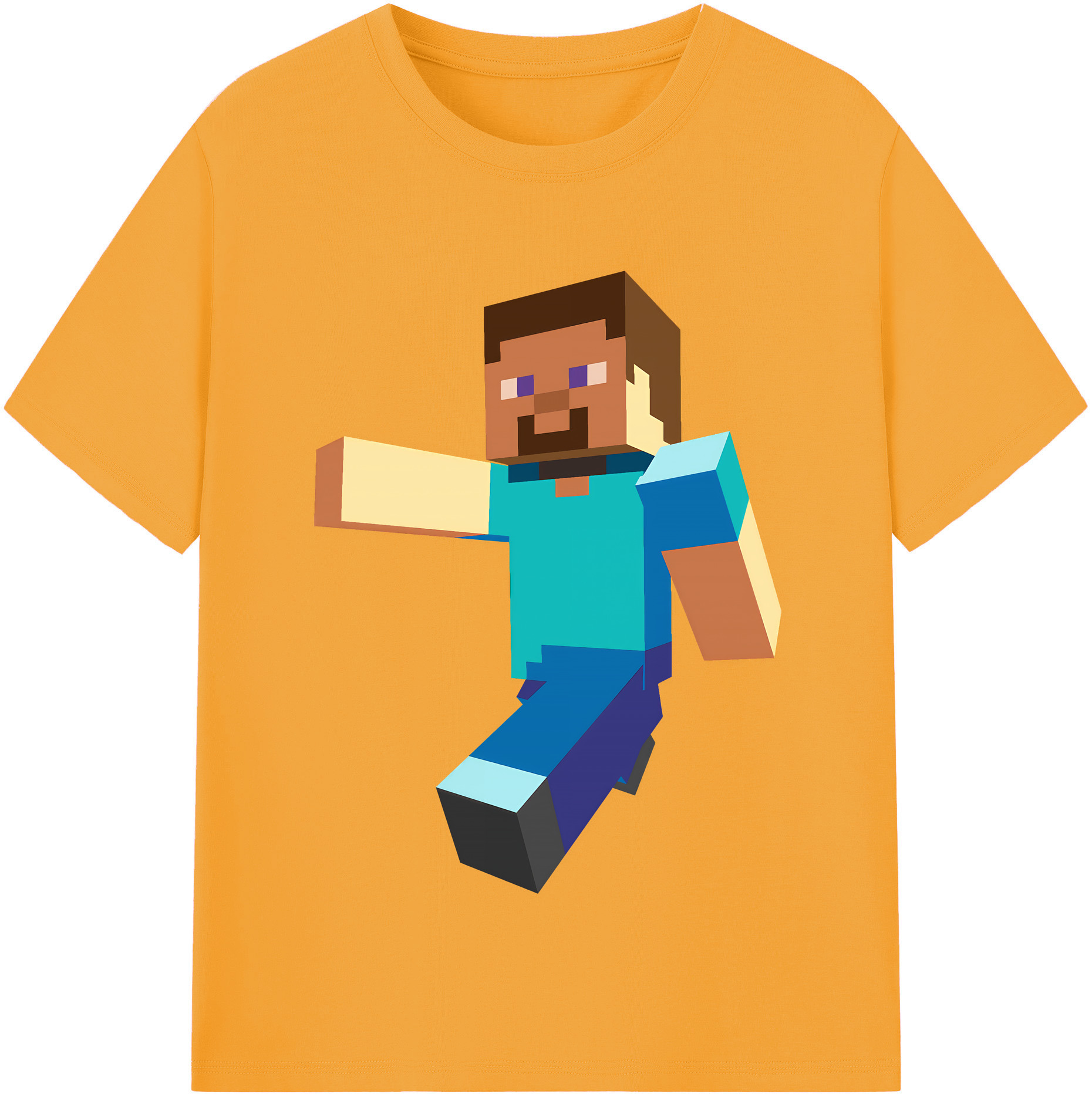 （画像用） マインクラフト ブロックの世界 Minecraft MC Block world 綿100％半袖Tシャツ（フロントプリント）