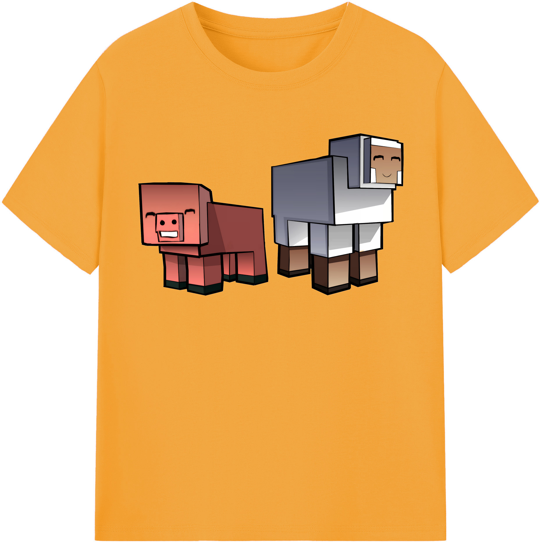 （画像用） マインクラフト ブロックの世界 Minecraft MC Block world 綿100％半袖Tシャツ（フロントプリント）