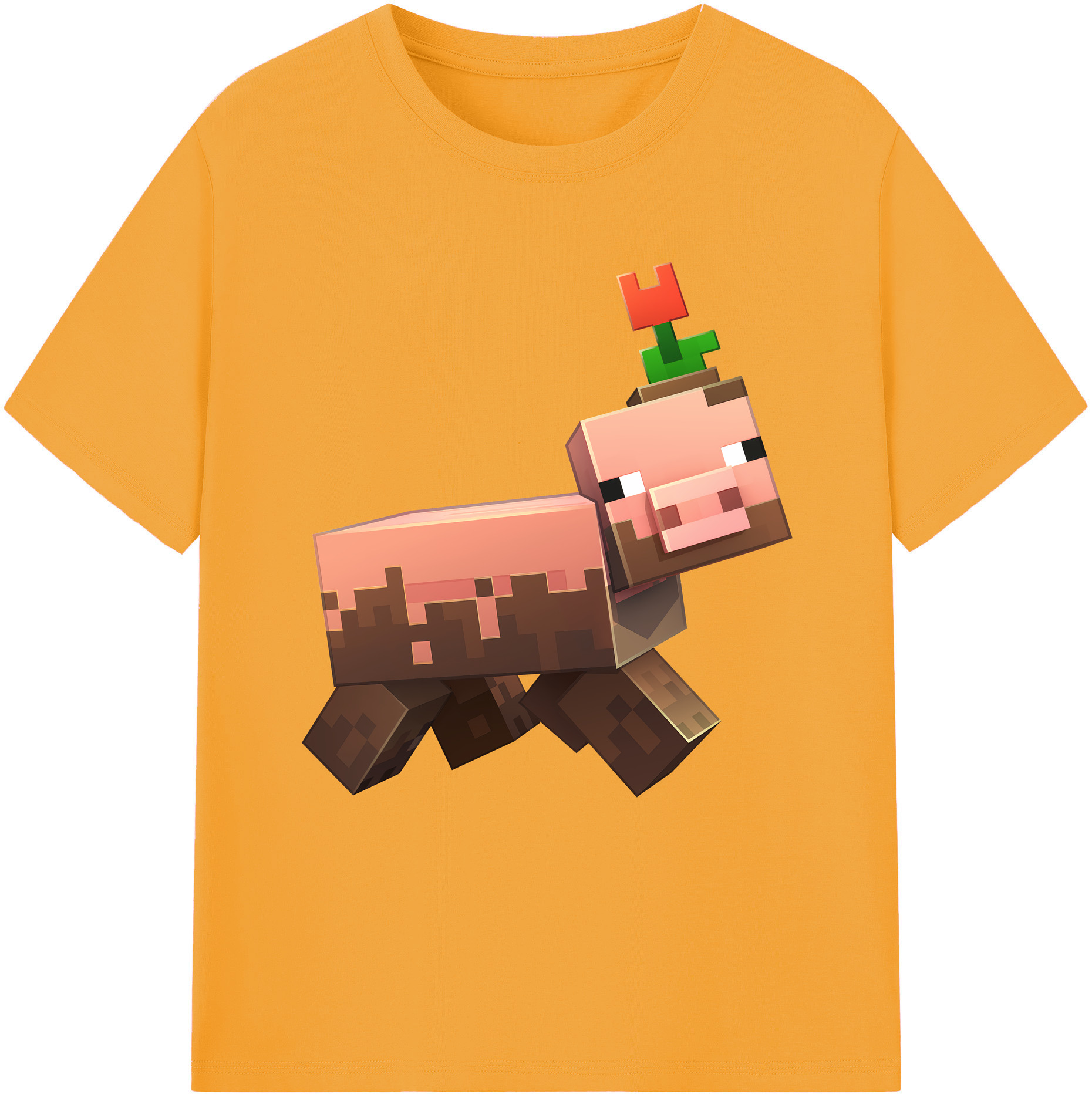 （画像用） マインクラフト ブロックの世界 Minecraft MC Block world 綿100％半袖Tシャツ（フロントプリント）
