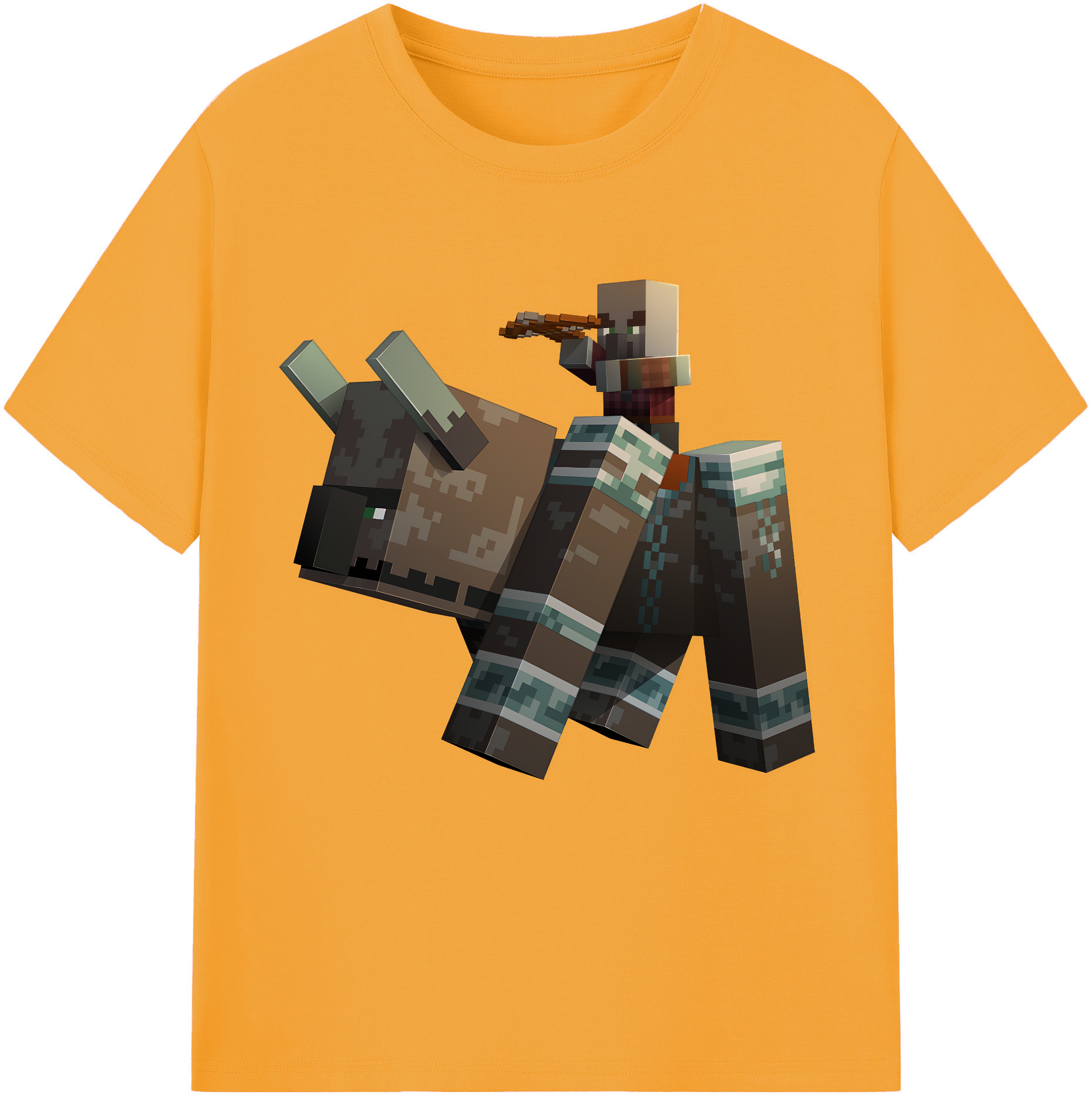（画像用） マインクラフト ブロックの世界 Minecraft MC Block world 綿100％半袖Tシャツ（フロントプリント）