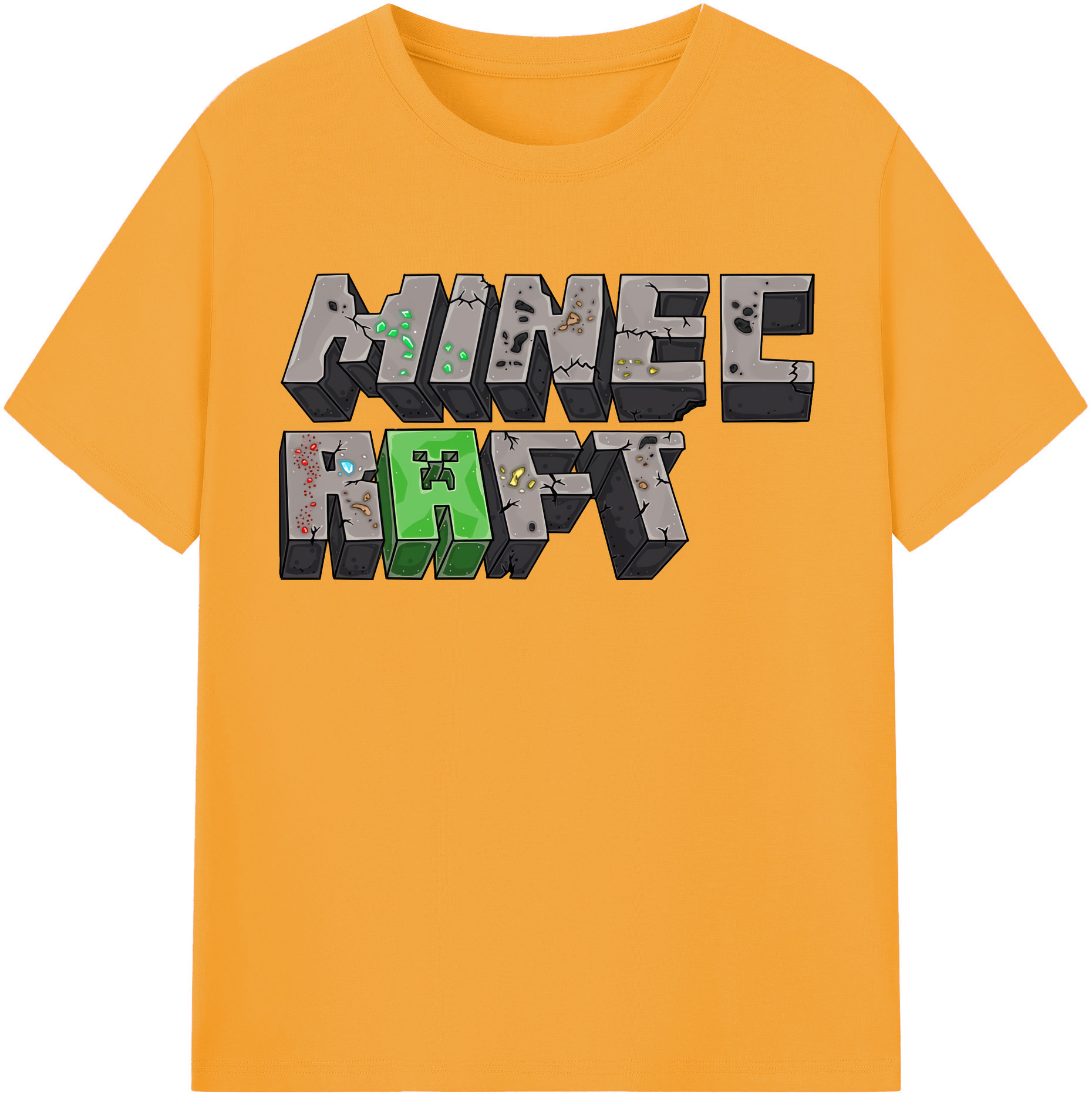 （画像用） マインクラフト ブロックの世界 Minecraft MC Block world 綿100％半袖Tシャツ（フロントプリント）