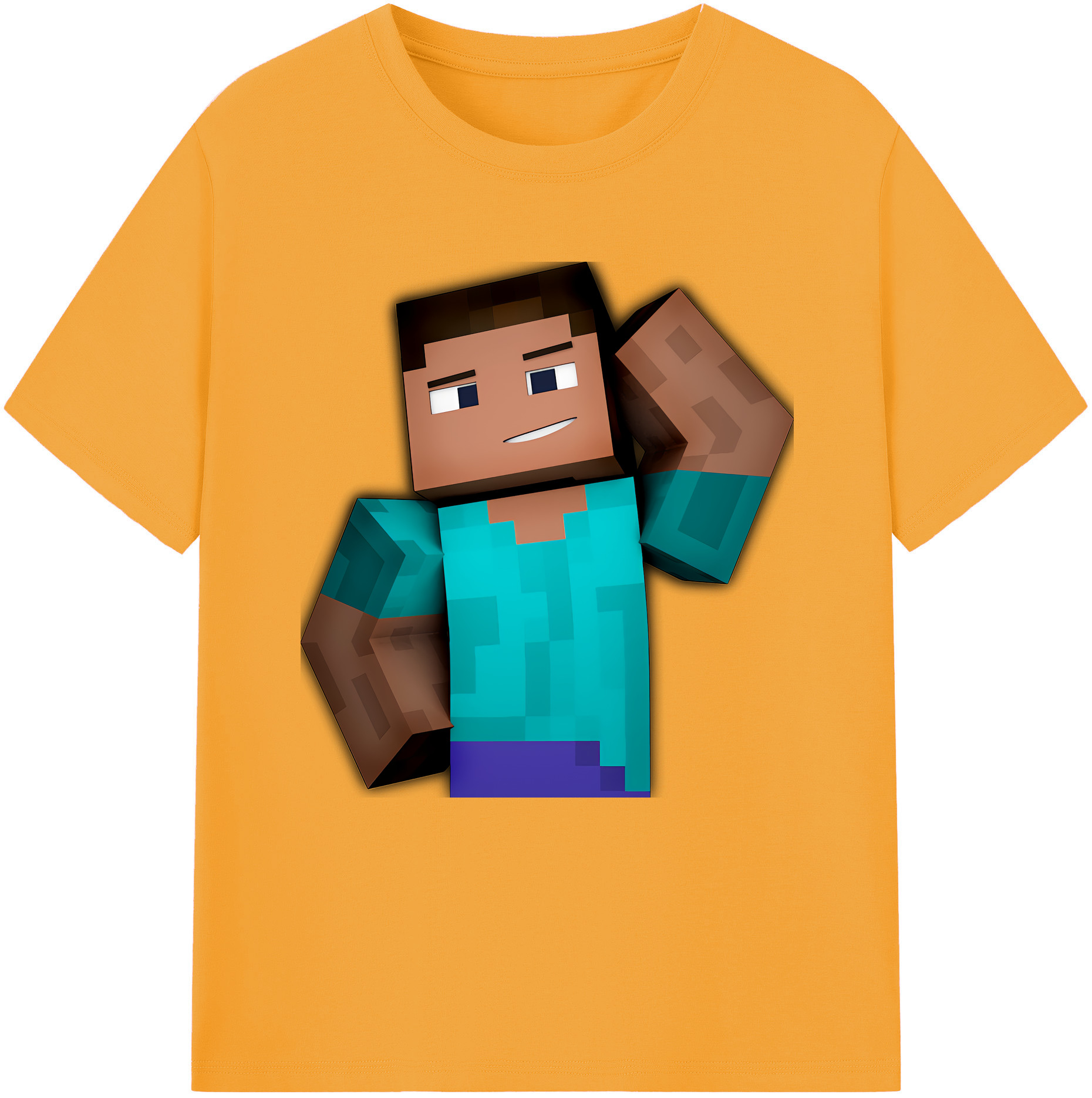 （画像用） マインクラフト ブロックの世界 Minecraft MC Block world 綿100％半袖Tシャツ（フロントプリント）