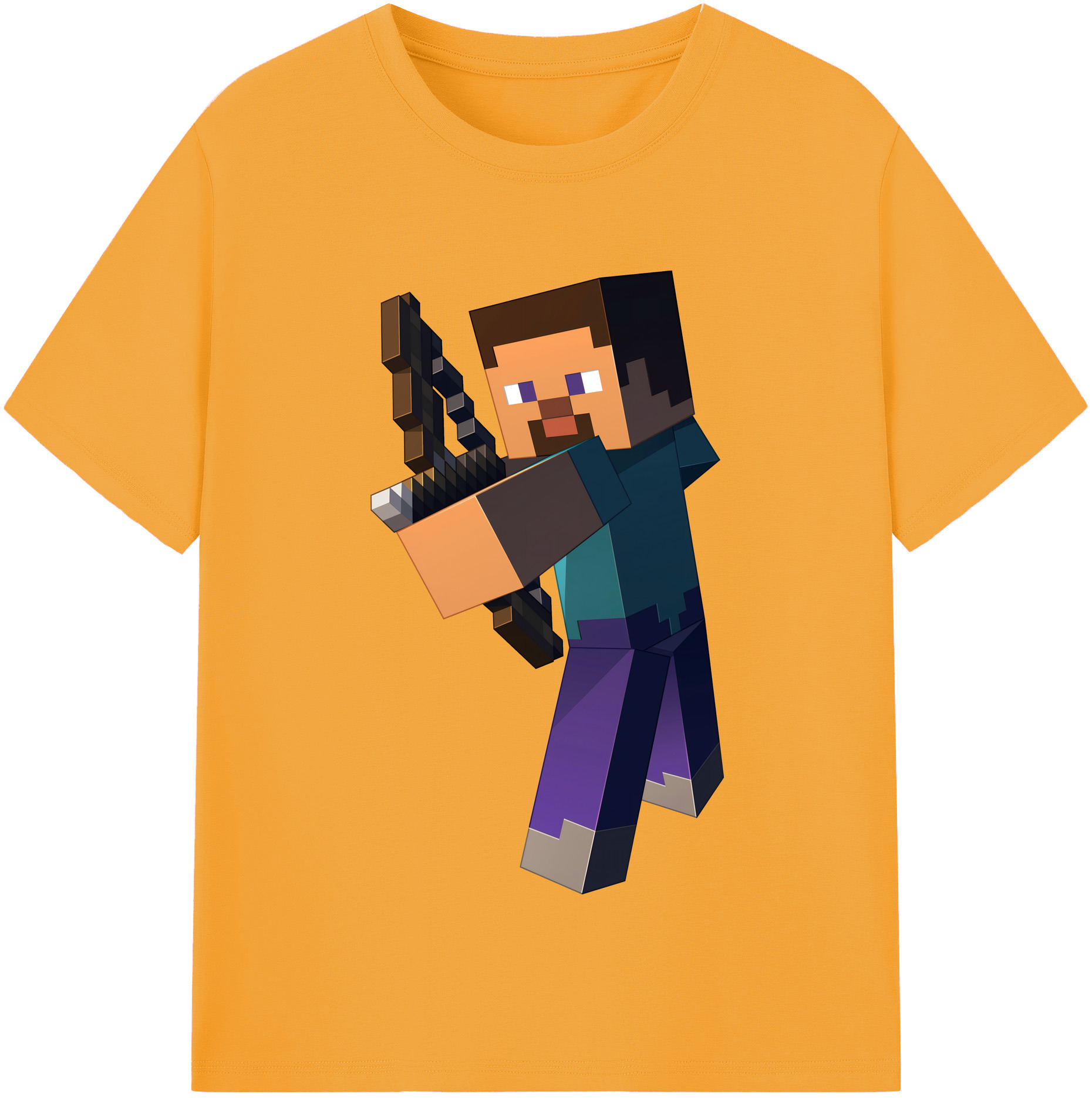 （画像用） マインクラフト ブロックの世界 Minecraft MC Block world 綿100％半袖Tシャツ（フロントプリント）