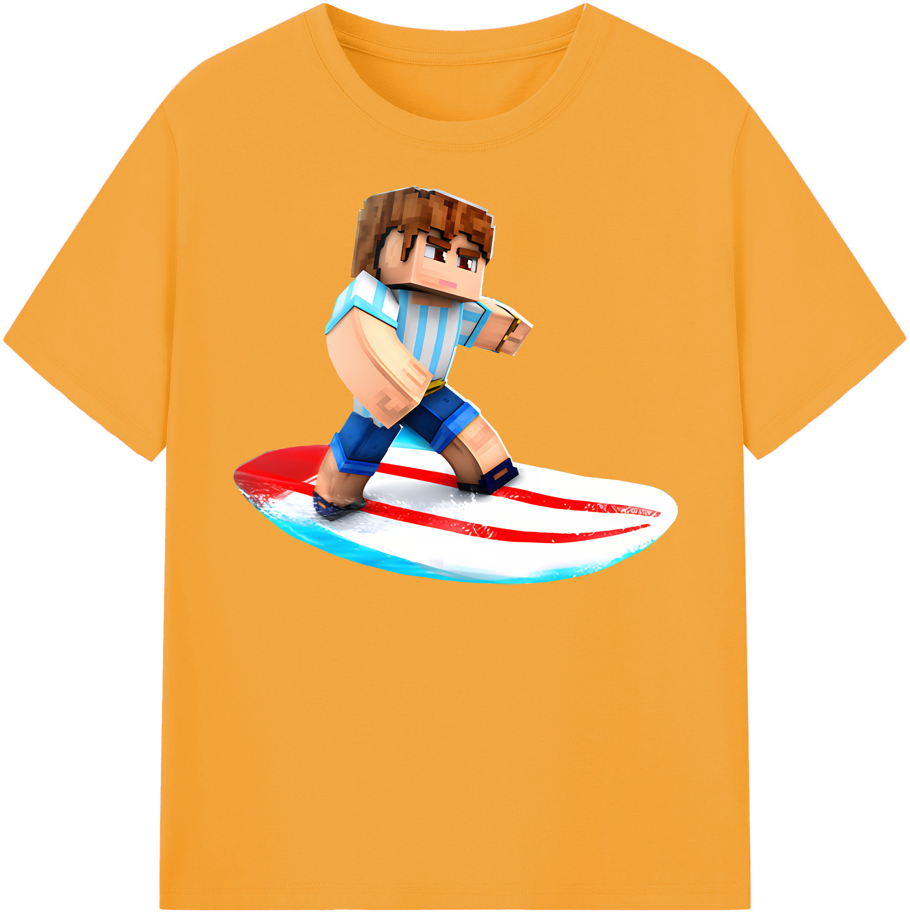 （画像用） マインクラフト ブロックの世界 Minecraft MC Block world 綿100％半袖Tシャツ（フロントプリント）