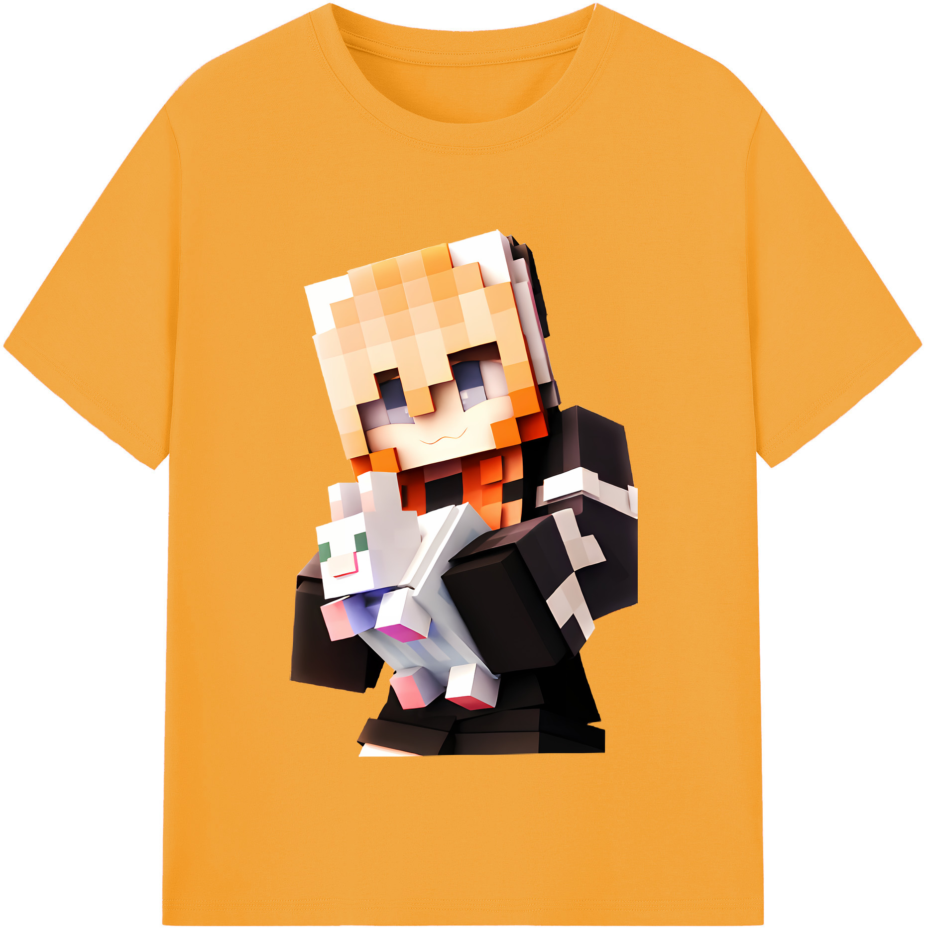 （画像用） マインクラフト ブロックの世界 Minecraft MC Block world 綿100％半袖Tシャツ（フロントプリント）