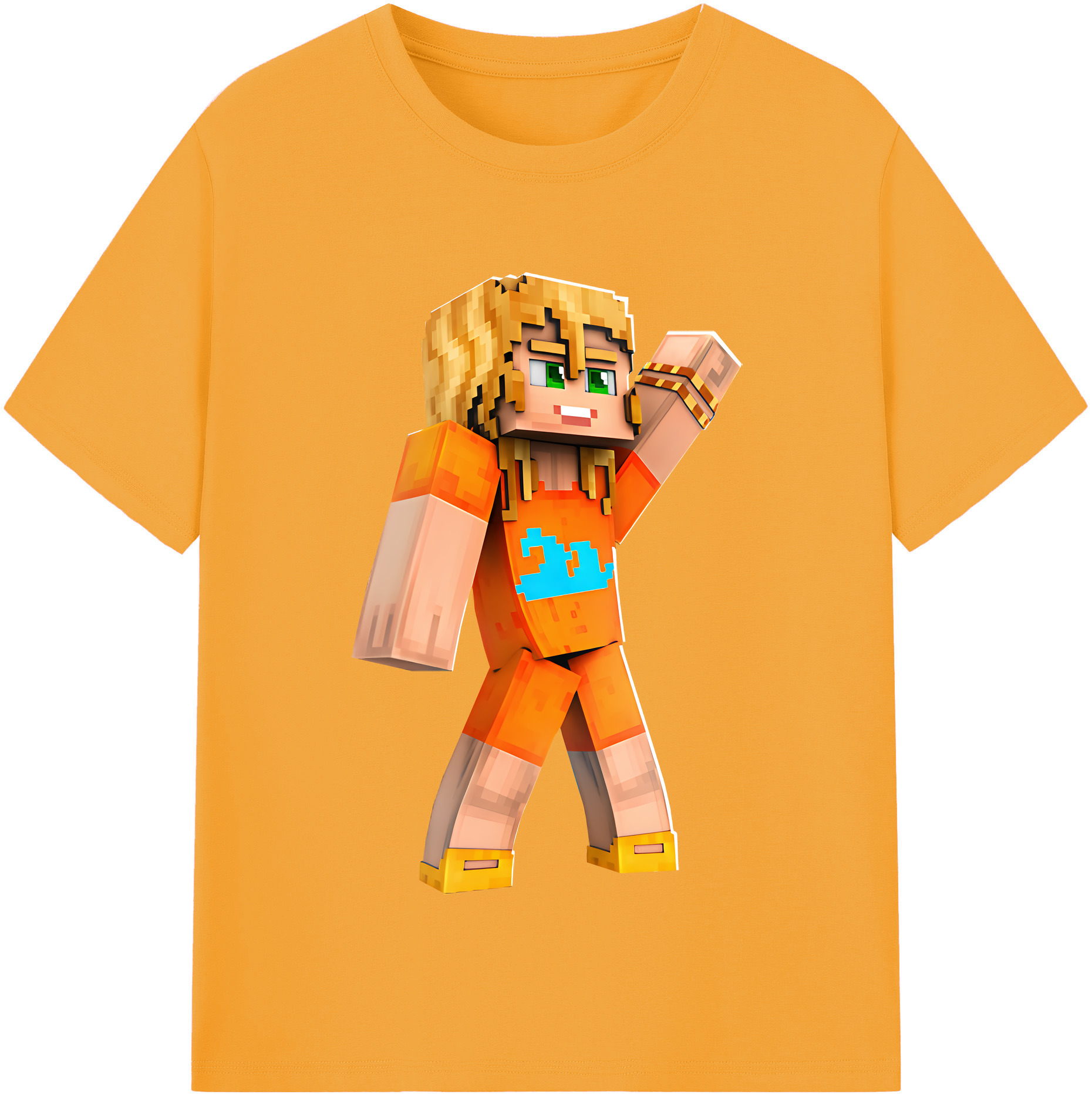 （画像用） マインクラフト ブロックの世界 Minecraft MC Block world 綿100％半袖Tシャツ（フロントプリント）