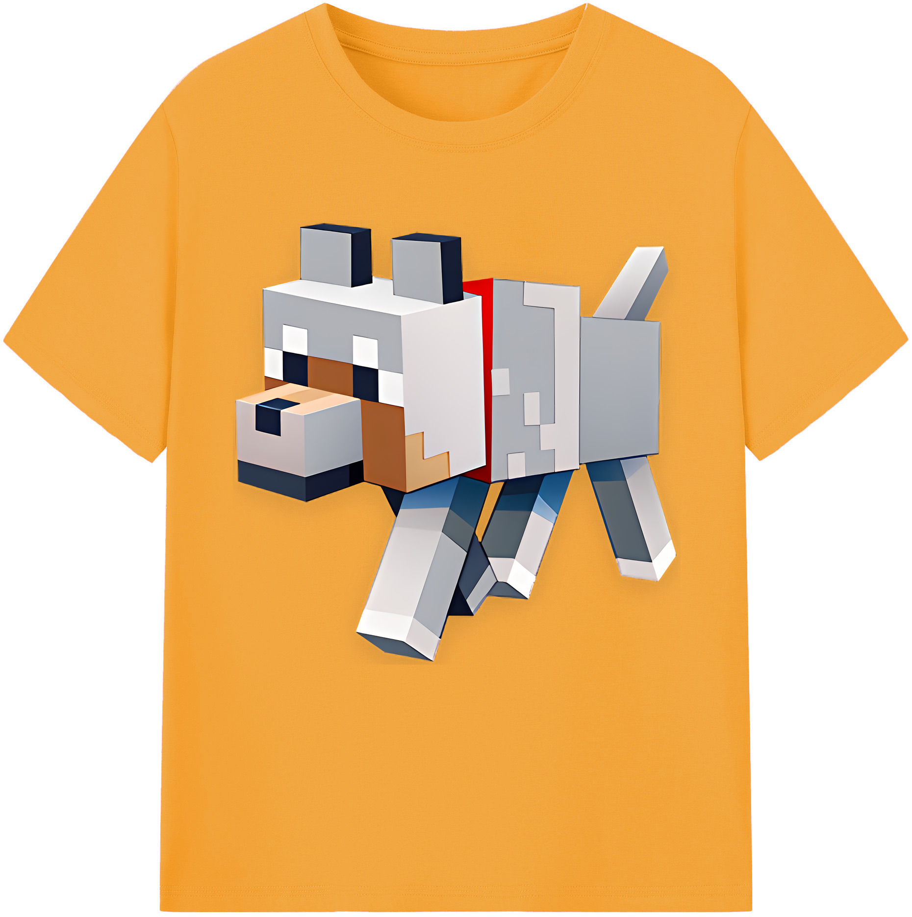 （画像用） マインクラフト ブロックの世界 Minecraft MC Block world 綿100％半袖Tシャツ（フロントプリント）