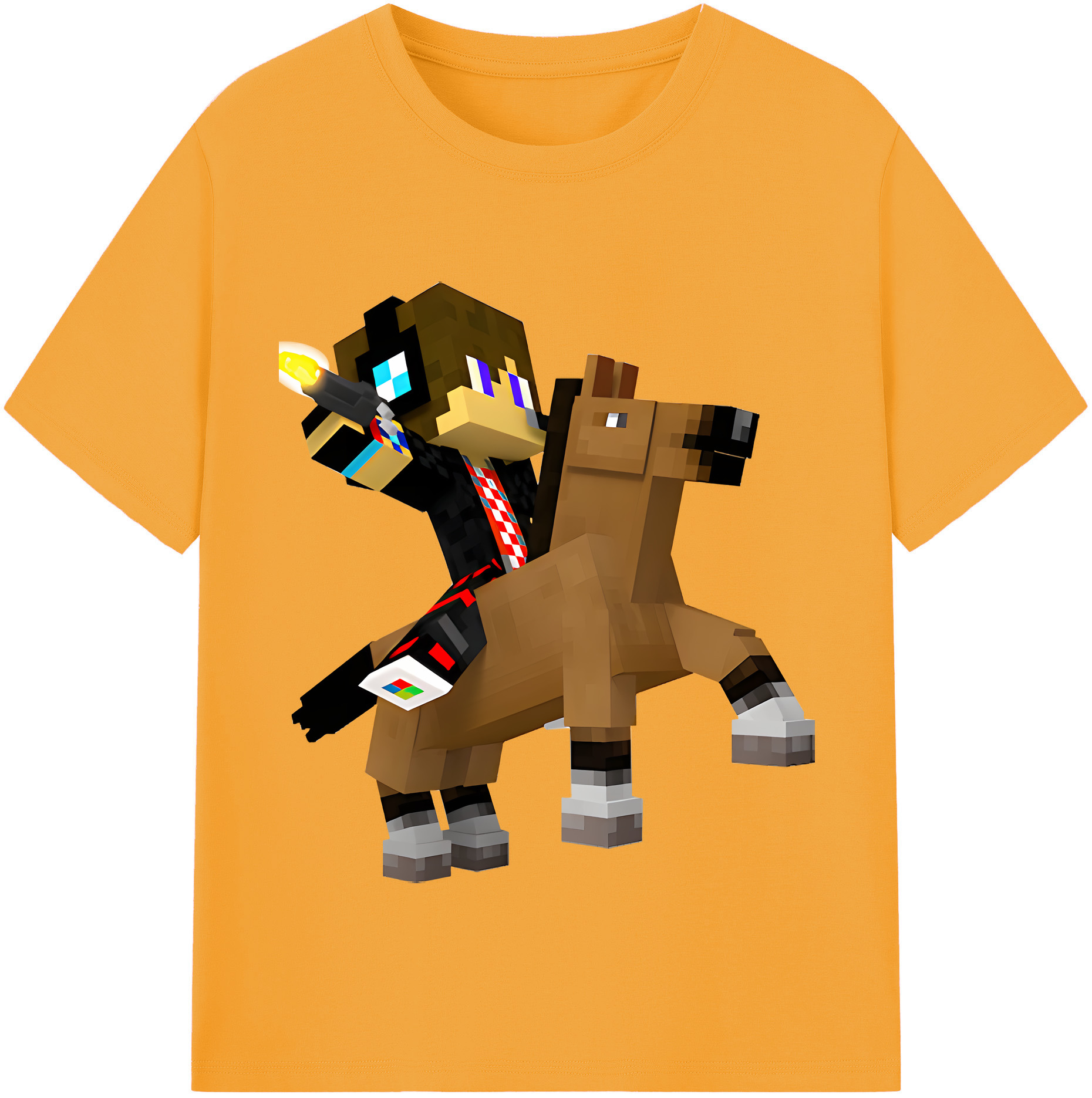 （画像用） マインクラフト ブロックの世界 Minecraft MC Block world 綿100％半袖Tシャツ（フロントプリント）