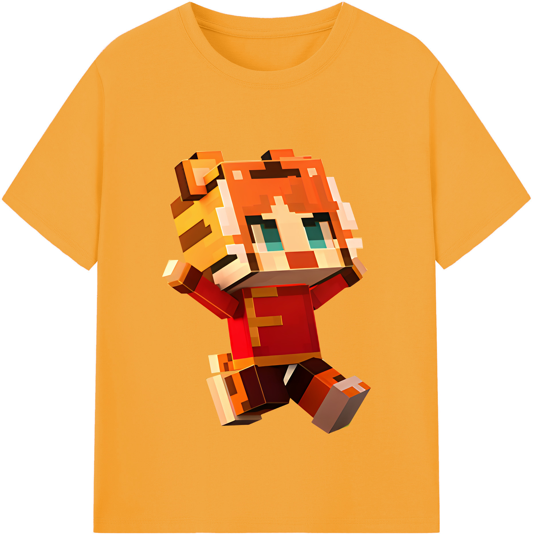 （画像用） マインクラフト ブロックの世界 Minecraft MC Block world 綿100％半袖Tシャツ（フロントプリント）