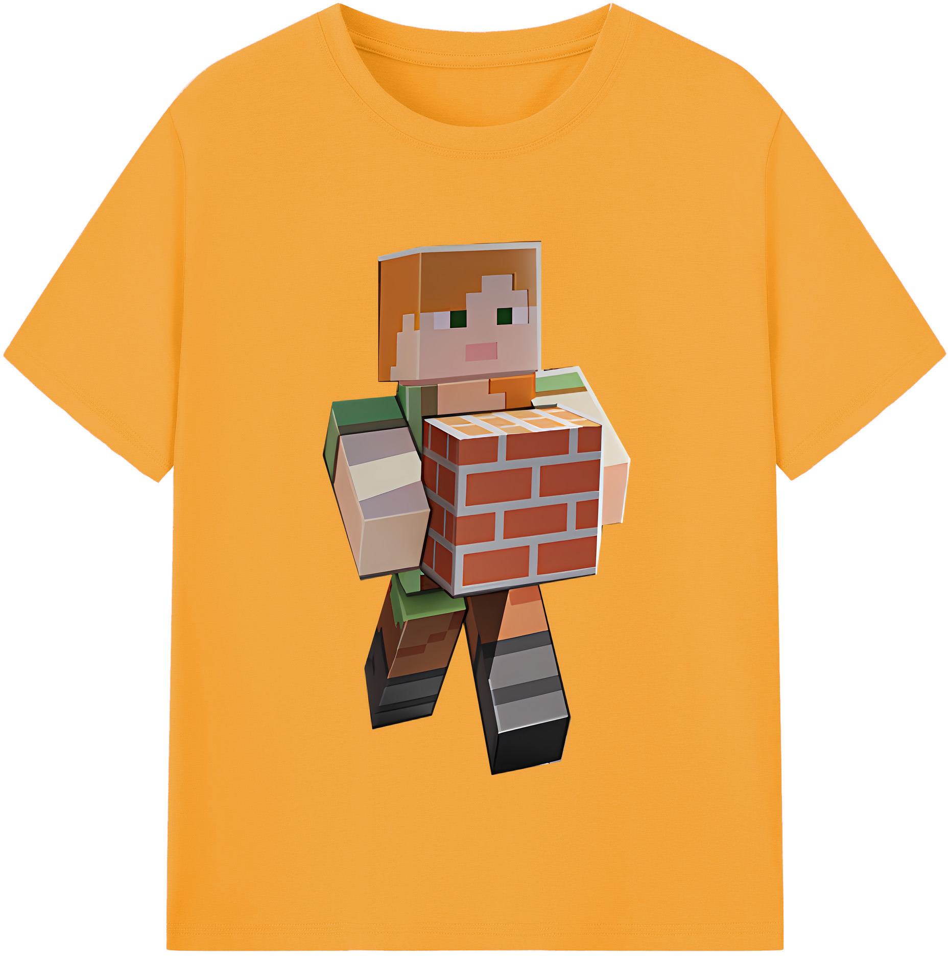 （画像用） マインクラフト ブロックの世界 Minecraft MC Block world 綿100％半袖Tシャツ（フロントプリント）