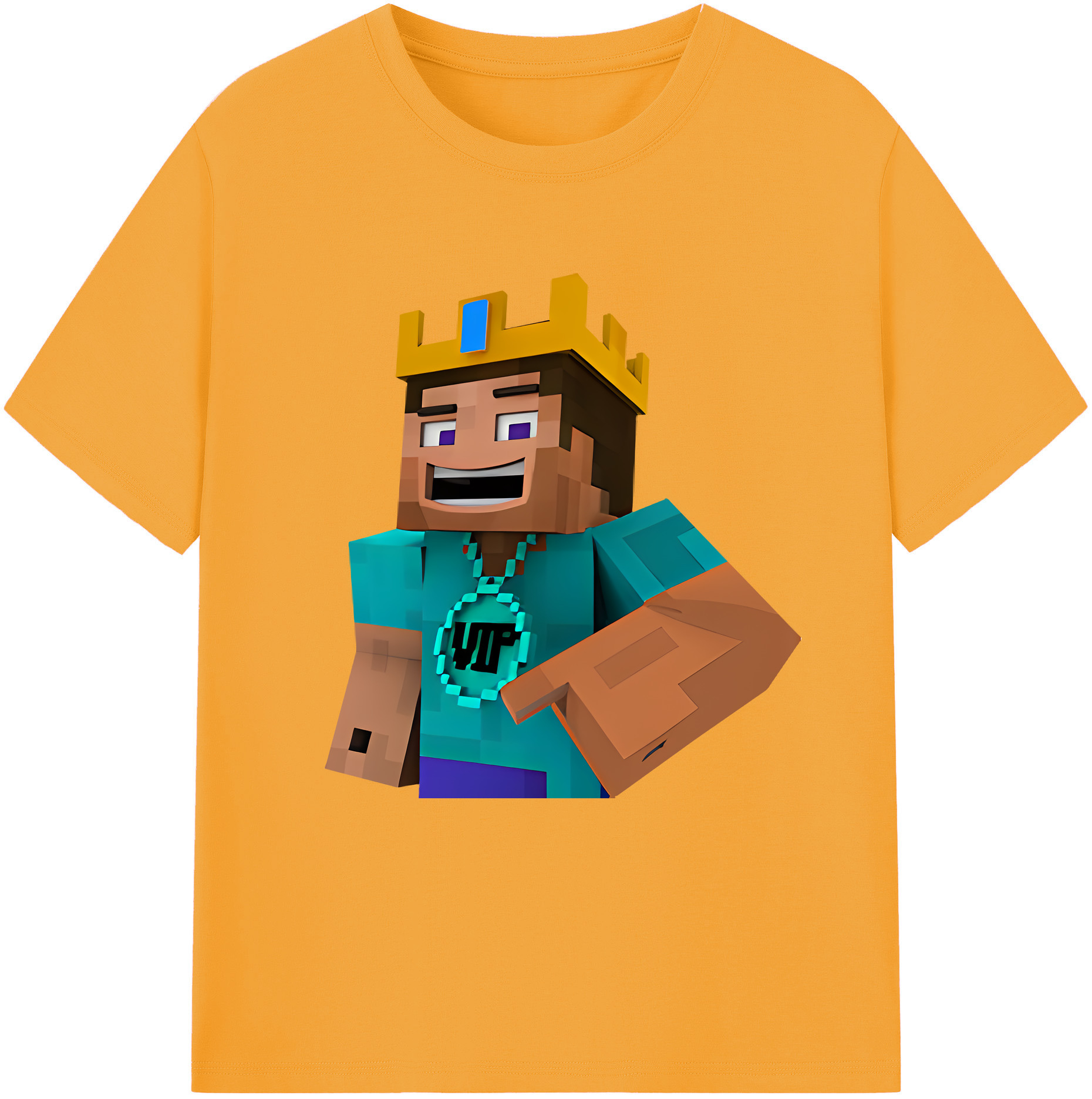 （画像用） マインクラフト ブロックの世界 Minecraft MC Block world 綿100％半袖Tシャツ（フロントプリント）