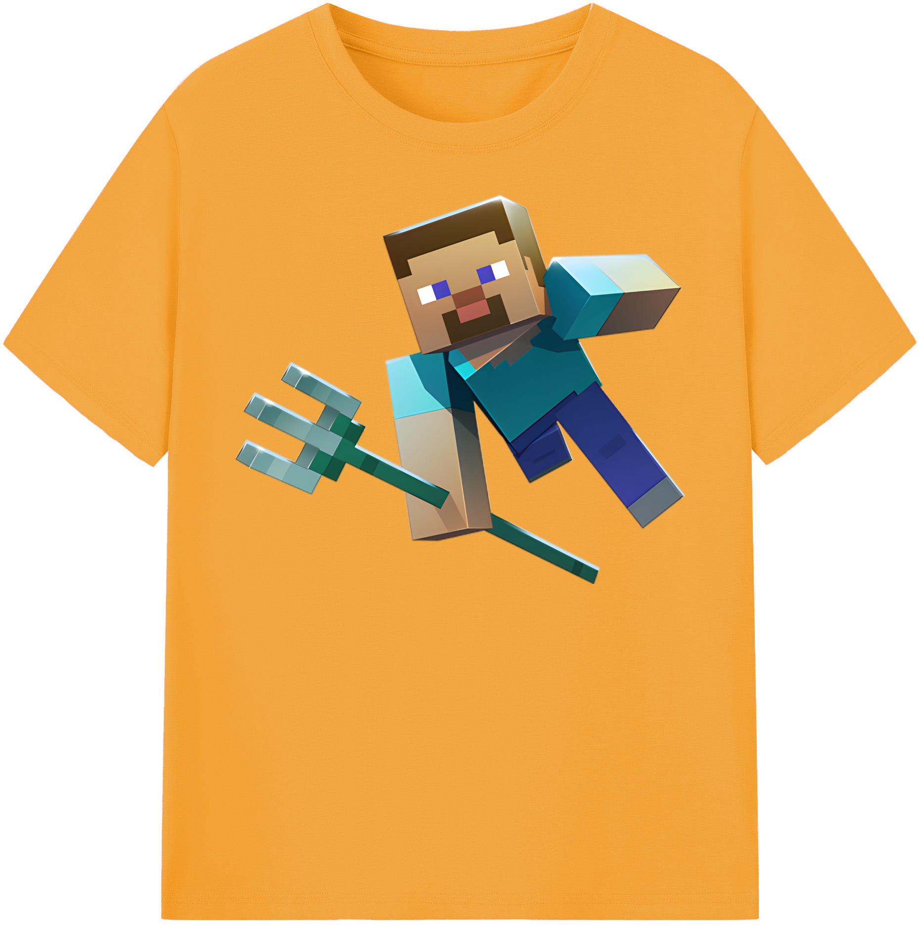 （画像用） マインクラフト ブロックの世界 Minecraft MC Block world 綿100％半袖Tシャツ（フロントプリント）