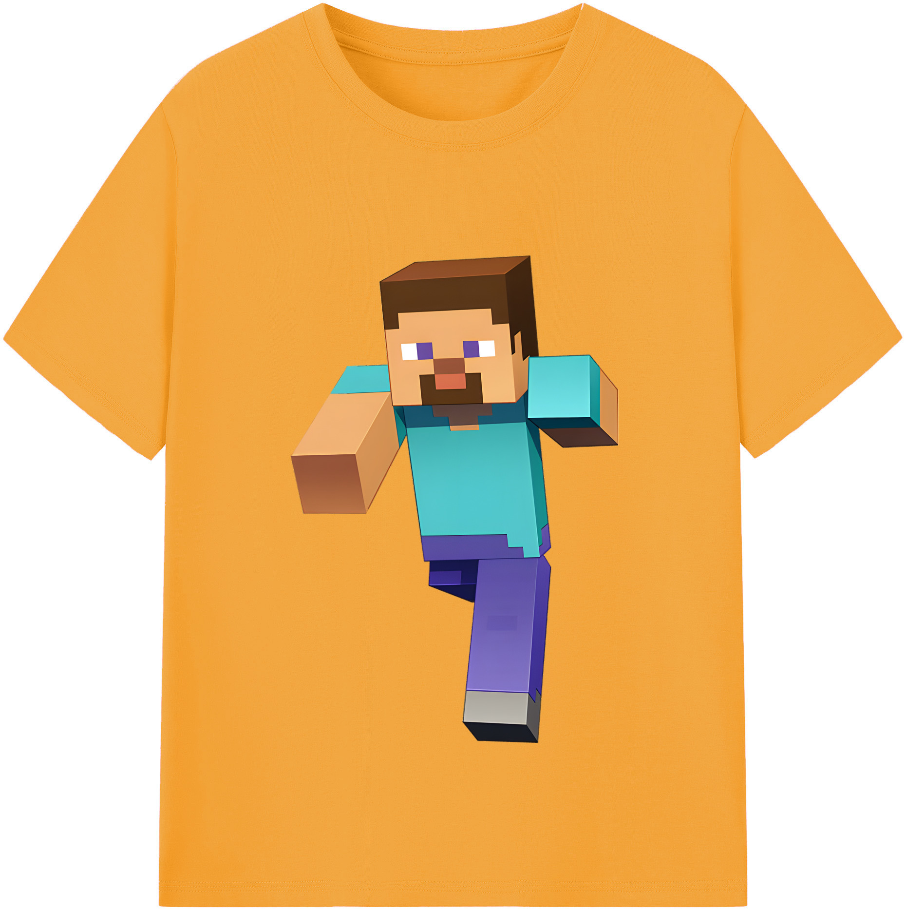 （画像用） マインクラフト ブロックの世界 Minecraft MC Block world 綿100％半袖Tシャツ（フロントプリント）