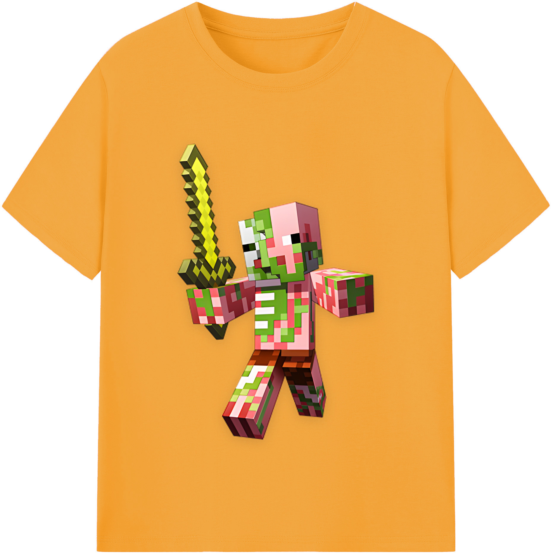 （画像用） マインクラフト ブロックの世界 Minecraft MC Block world 綿100％半袖Tシャツ（フロントプリント）