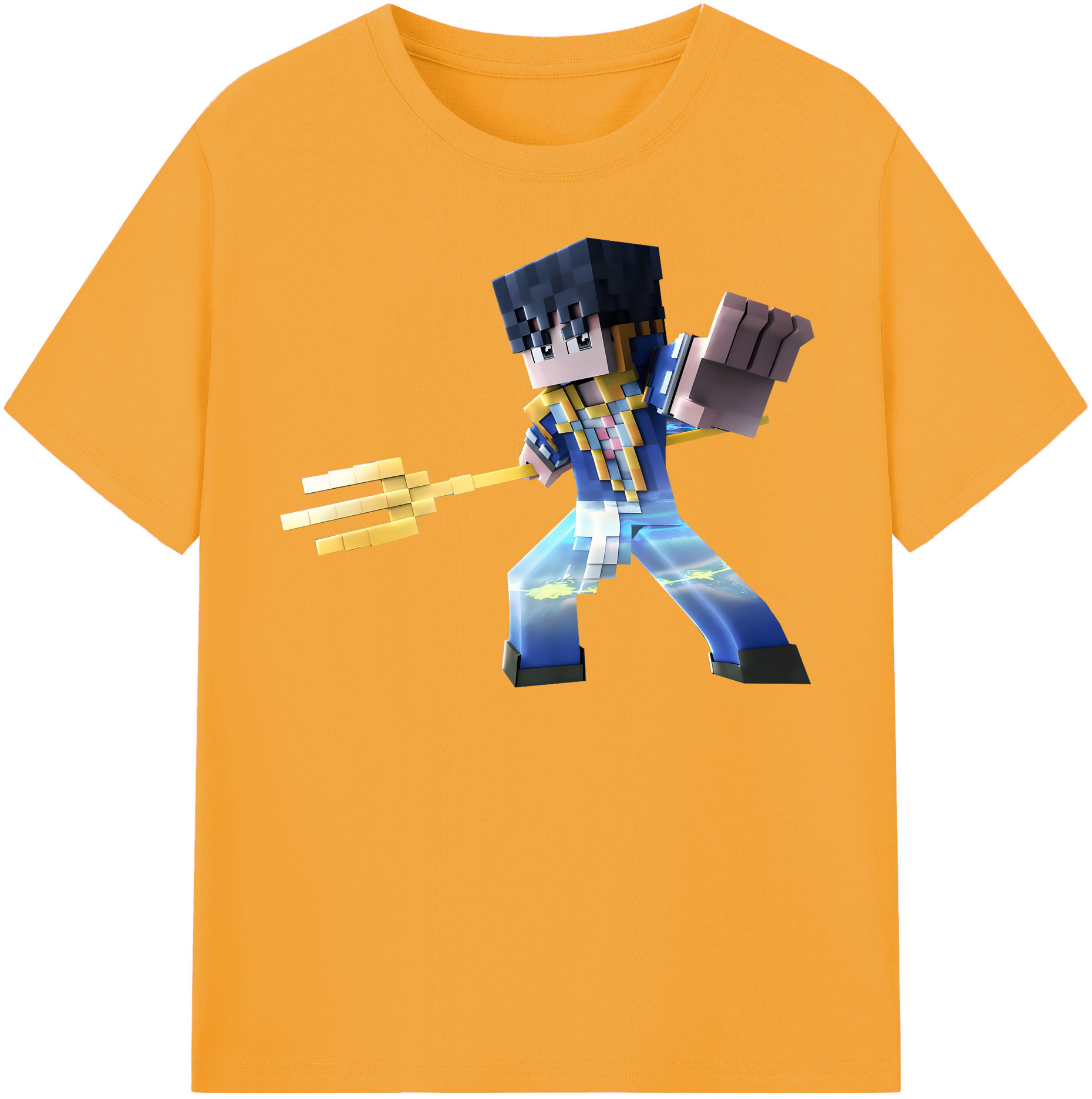 （画像用） マインクラフト ブロックの世界 Minecraft MC Block world 綿100％半袖Tシャツ（フロントプリント）