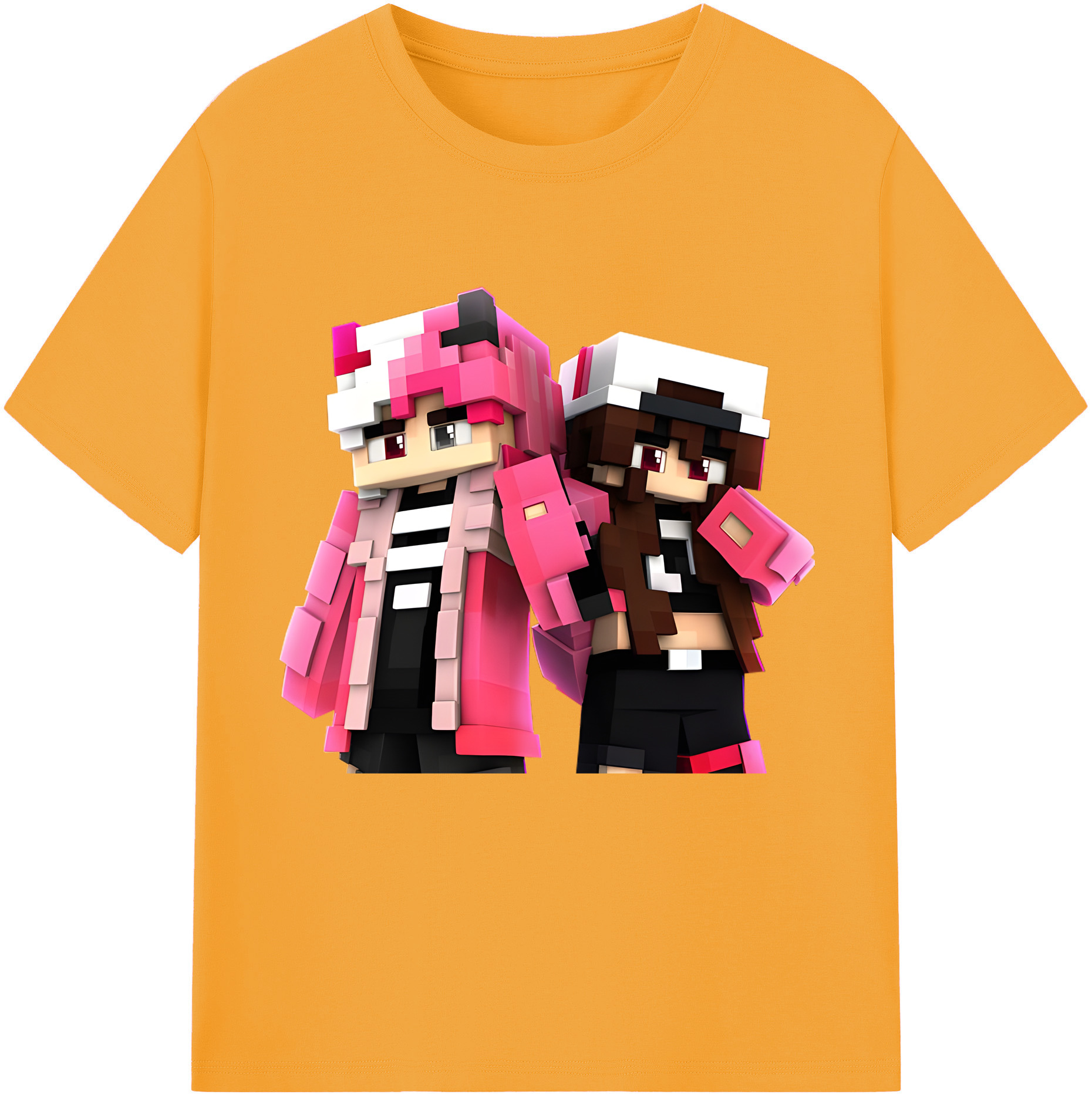 （画像用） マインクラフト ブロックの世界 Minecraft MC Block world 綿100％半袖Tシャツ（フロントプリント）