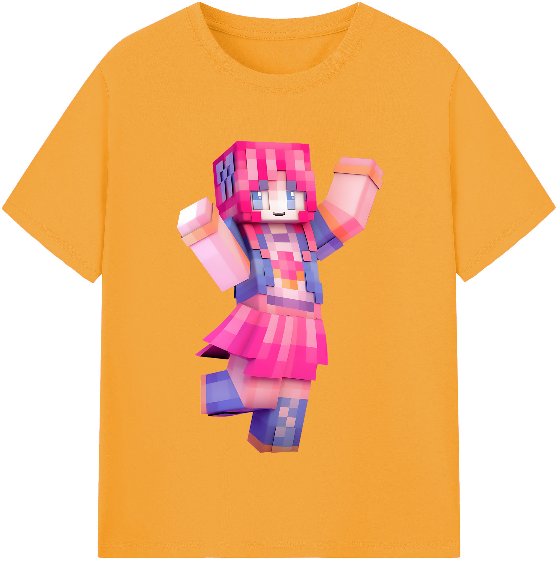 （画像用） マインクラフト ブロックの世界 Minecraft MC Block world 綿100％半袖Tシャツ（フロントプリント）