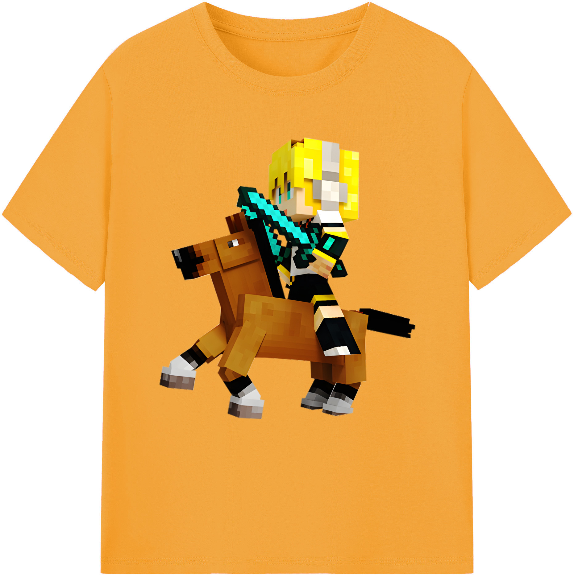 （画像用） マインクラフト ブロックの世界 Minecraft MC Block world 綿100％半袖Tシャツ（フロントプリント）