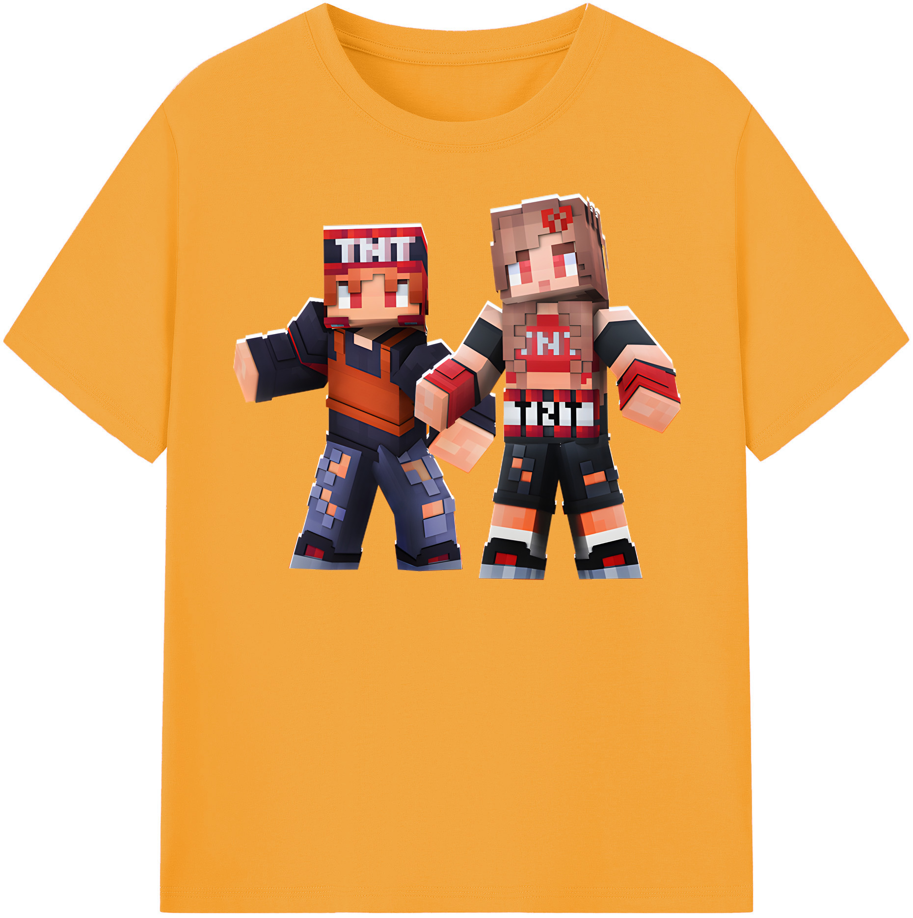 （画像用） マインクラフト ブロックの世界 Minecraft MC Block world 綿100％半袖Tシャツ（フロントプリント）