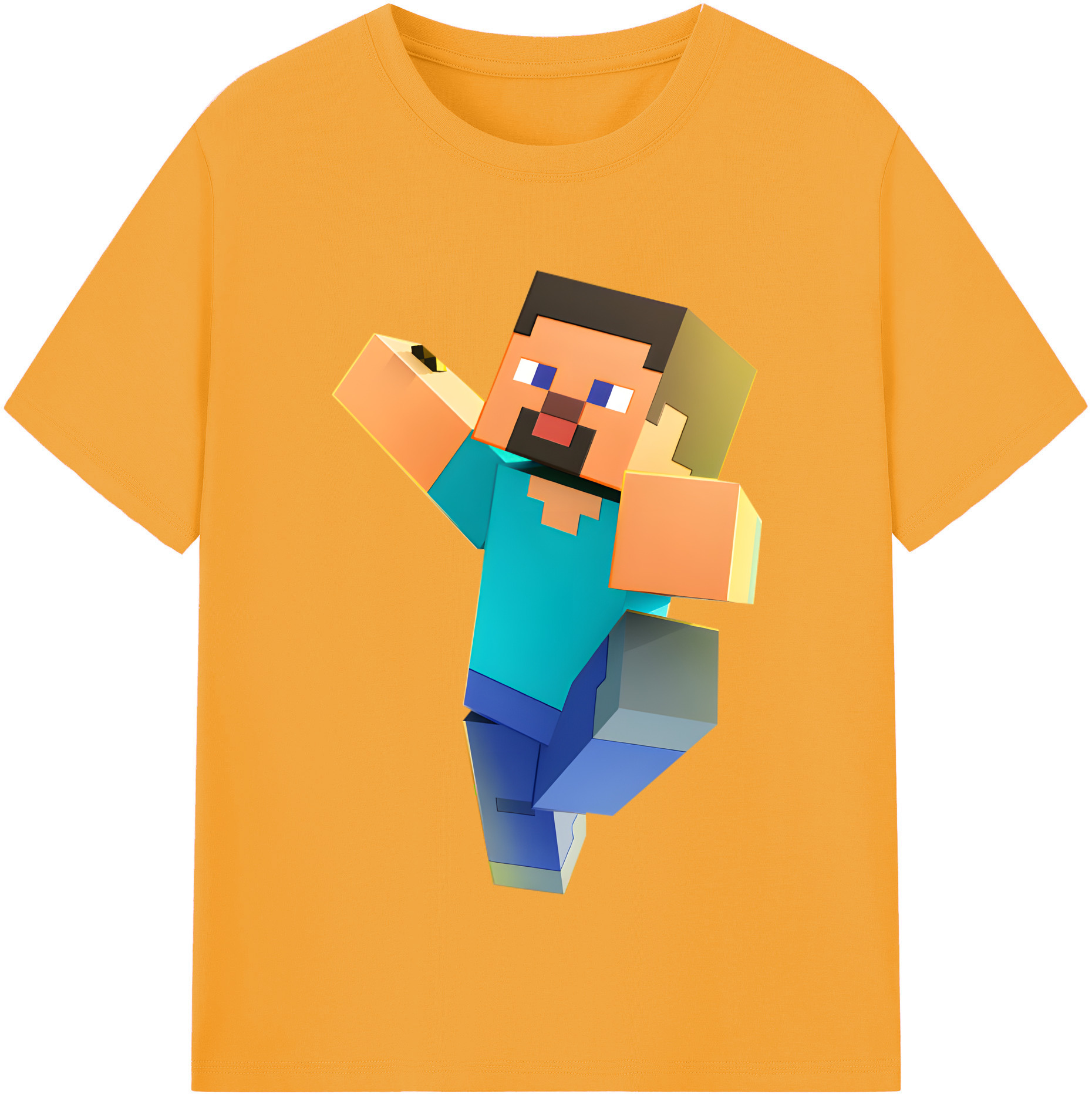 （画像用） マインクラフト ブロックの世界 Minecraft MC Block world 綿100％半袖Tシャツ（フロントプリント）