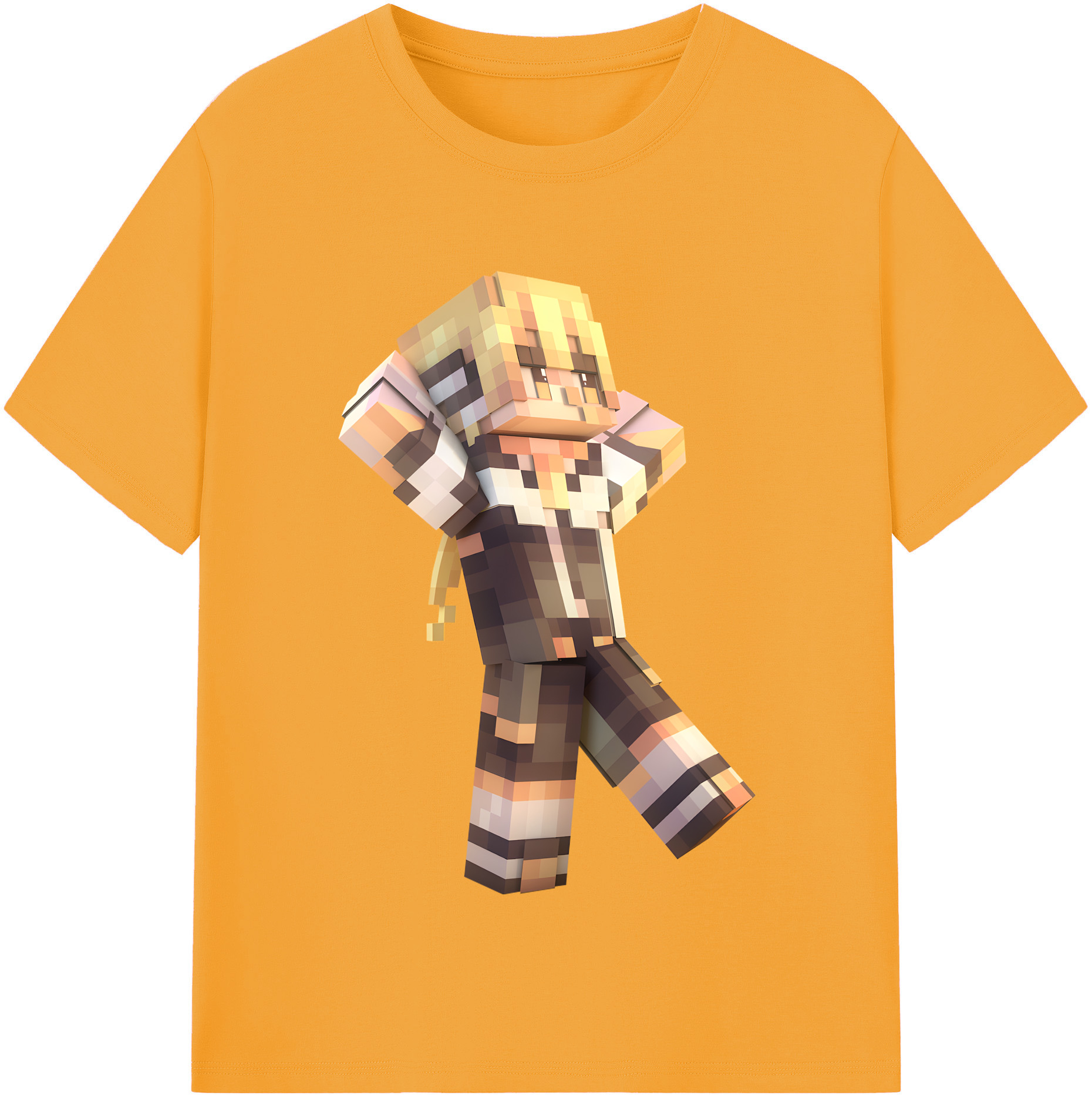 （画像用） マインクラフト ブロックの世界 Minecraft MC Block world 綿100％半袖Tシャツ（フロントプリント）