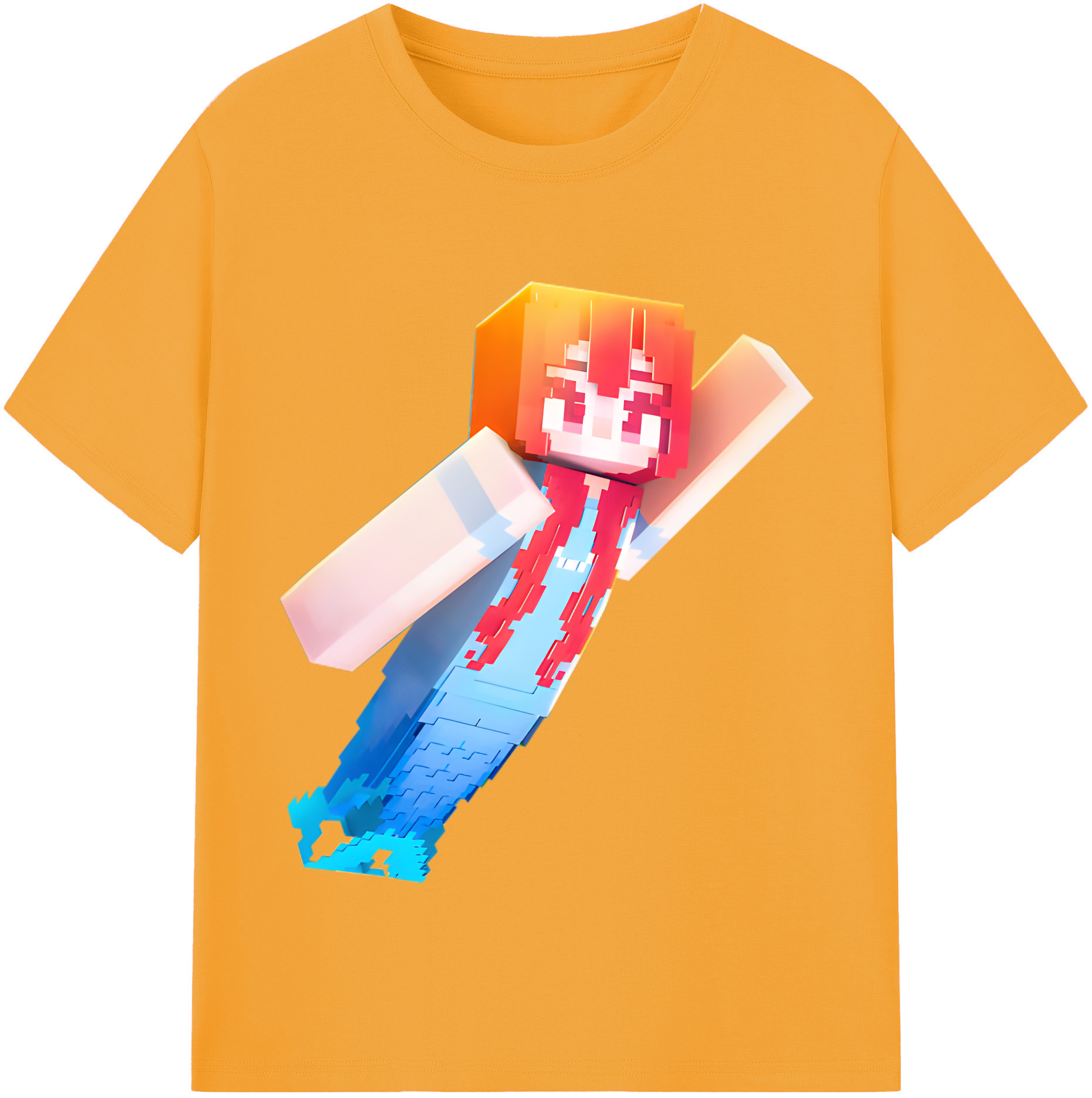 （画像用） マインクラフト ブロックの世界 Minecraft MC Block world 綿100％半袖Tシャツ（フロントプリント）