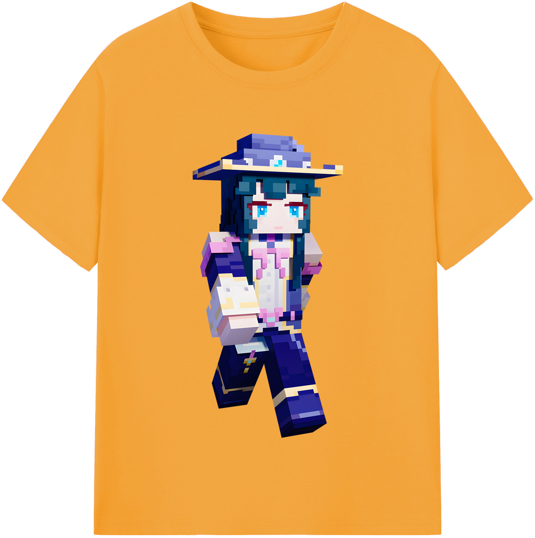 （画像用） マインクラフト ブロックの世界 Minecraft MC Block world 綿100％半袖Tシャツ（フロントプリント）