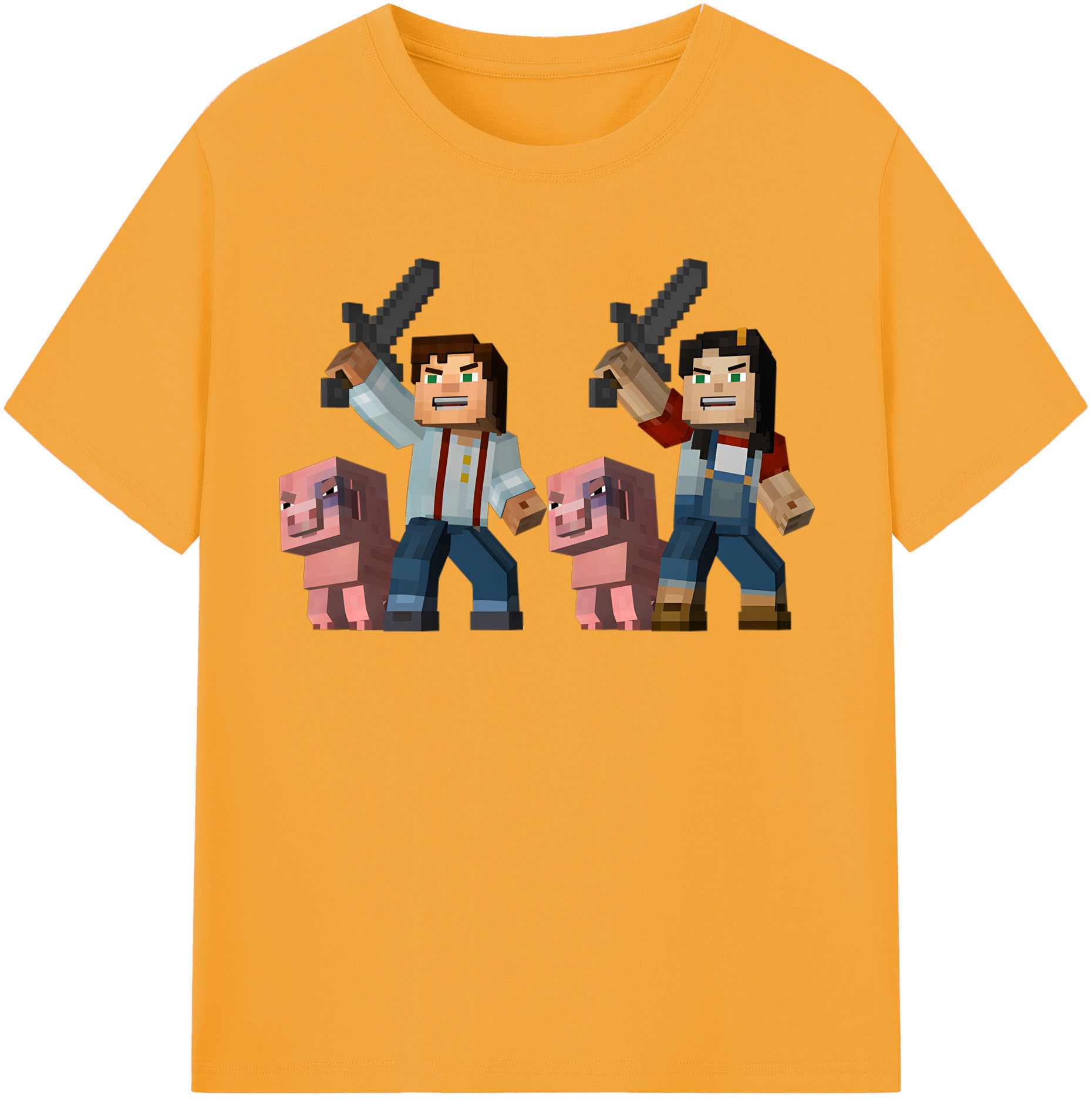 （画像用） マインクラフト ブロックの世界 Minecraft MC Block world 綿100％半袖Tシャツ（フロントプリント）