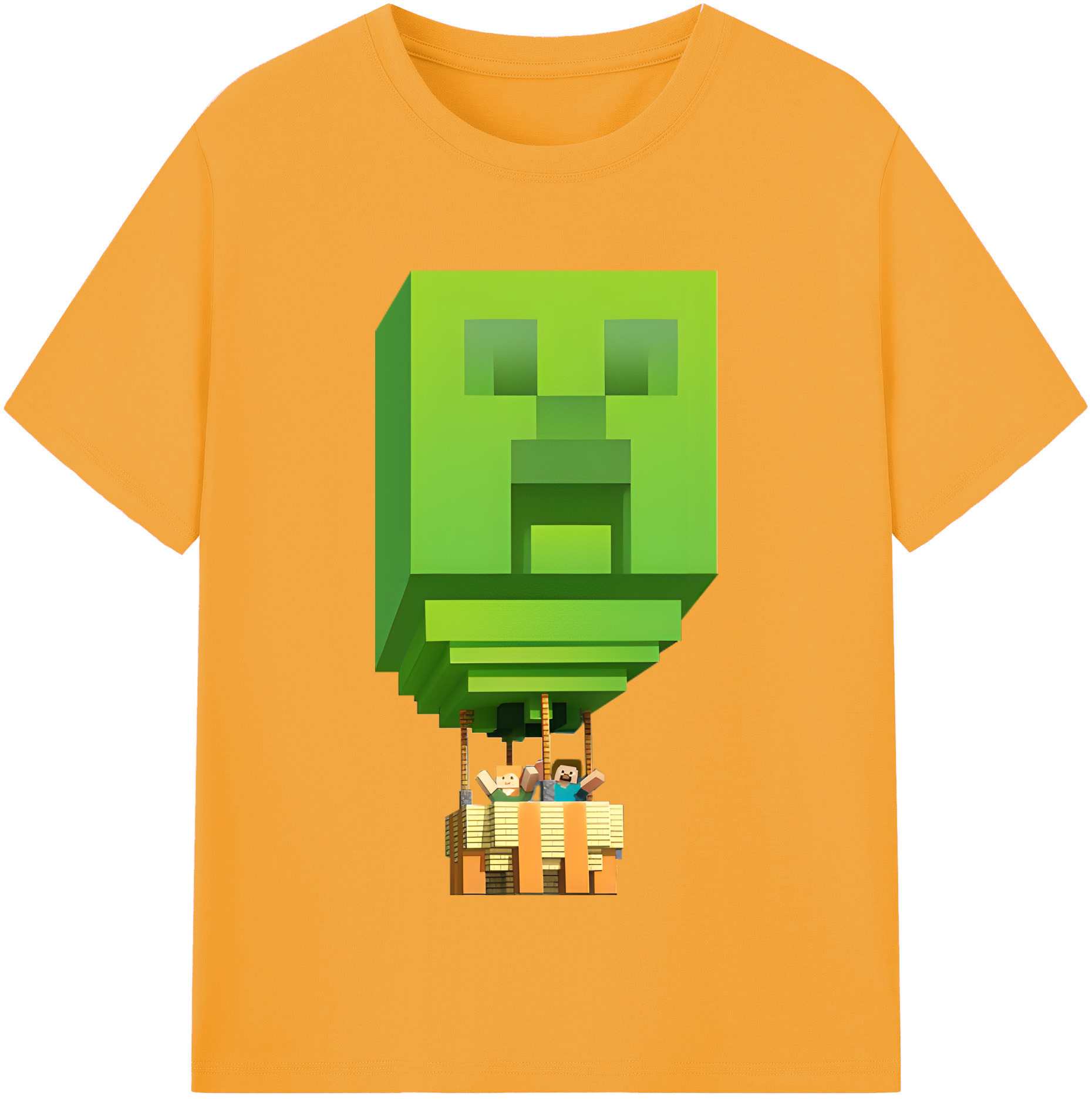 （画像用） マインクラフト ブロックの世界 Minecraft MC Block world 綿100％半袖Tシャツ（フロントプリント）