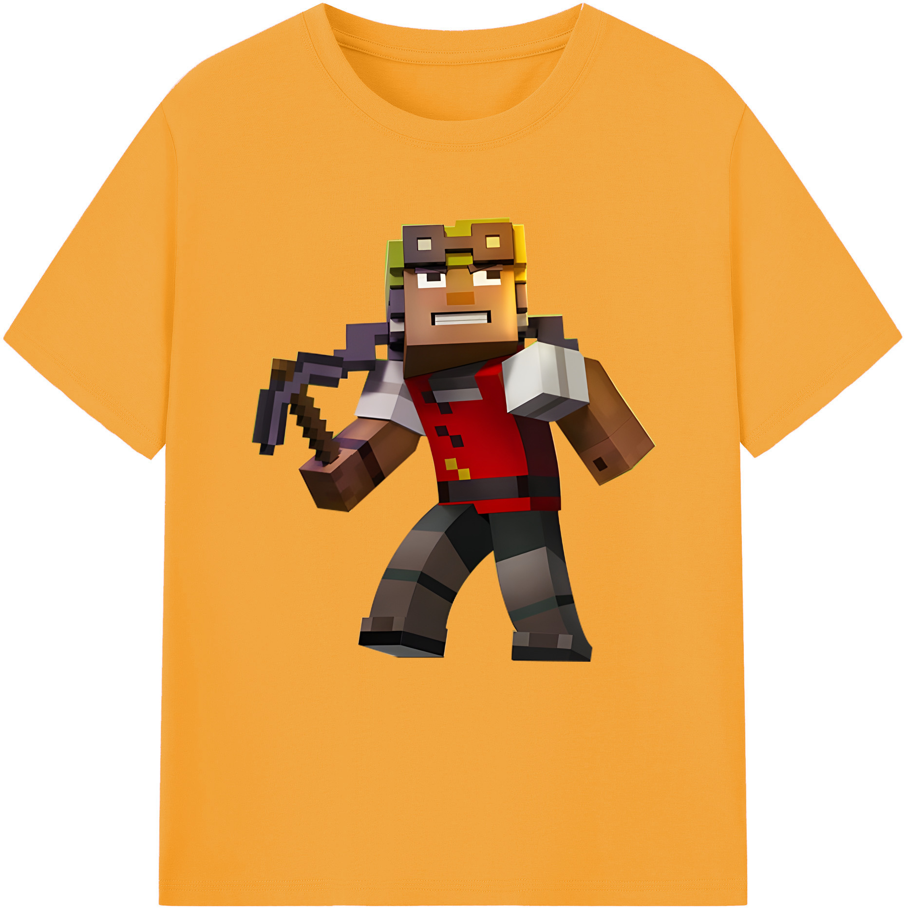 （画像用） マインクラフト ブロックの世界 Minecraft MC Block world 綿100％半袖Tシャツ（フロントプリント）