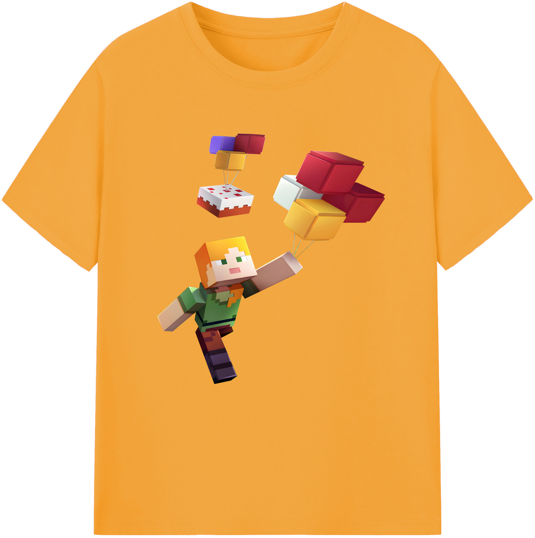 （画像用） マインクラフト ブロックの世界 Minecraft MC Block world 綿100％半袖Tシャツ（フロントプリント）