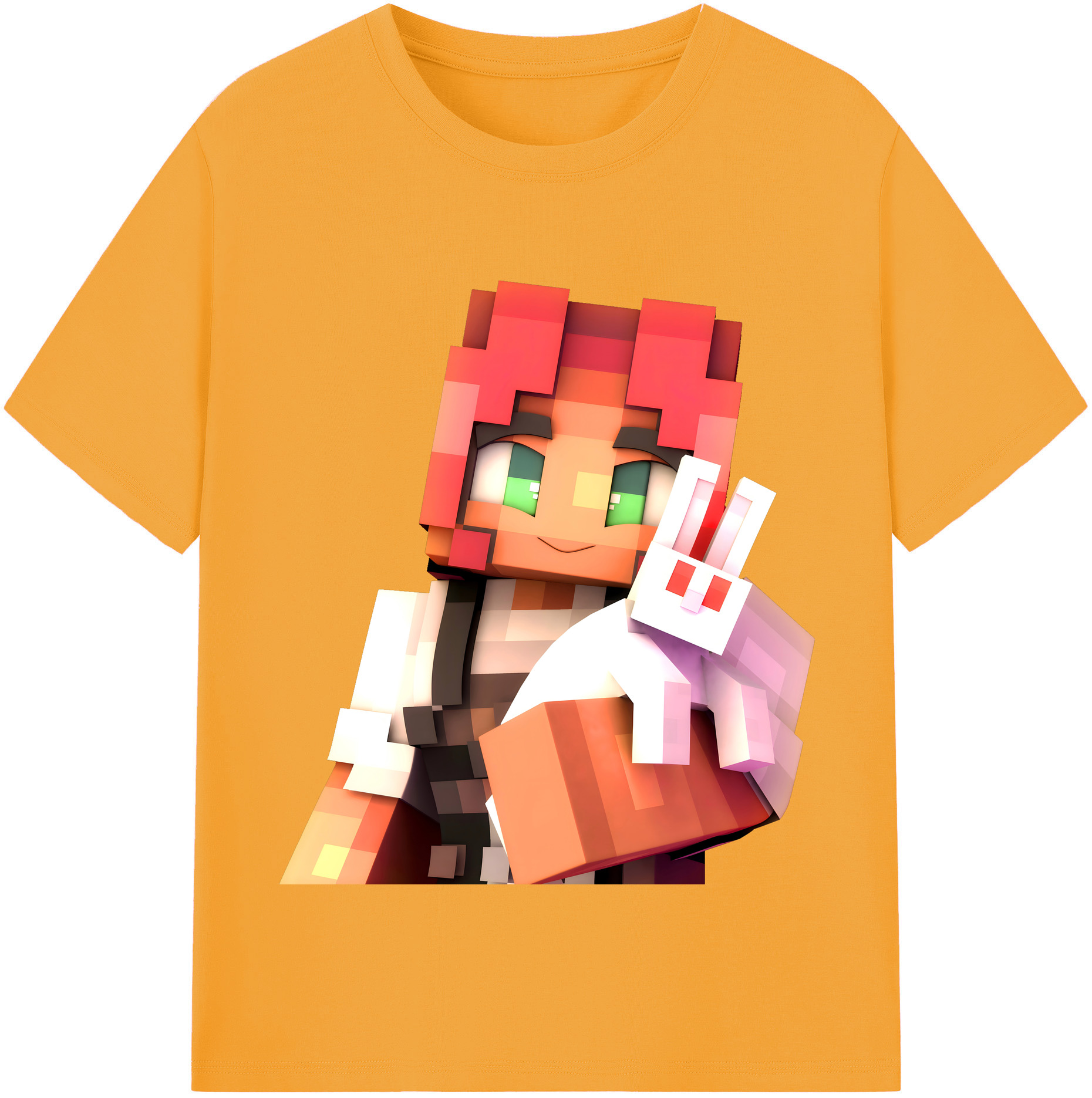（画像用） マインクラフト ブロックの世界 Minecraft MC Block world 綿100％半袖Tシャツ（フロントプリント）
