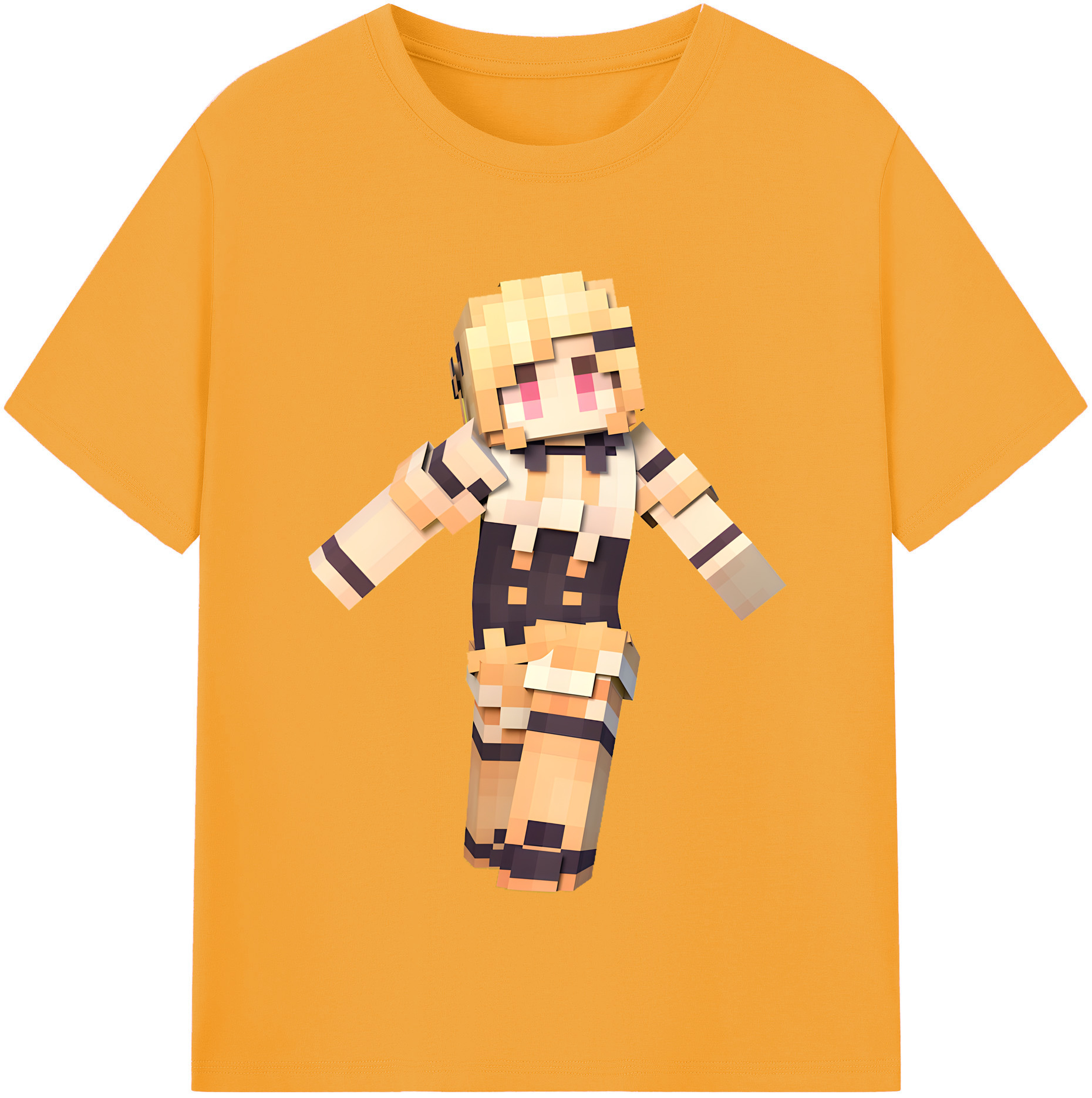 （画像用） マインクラフト ブロックの世界 Minecraft MC Block world 綿100％半袖Tシャツ（フロントプリント）