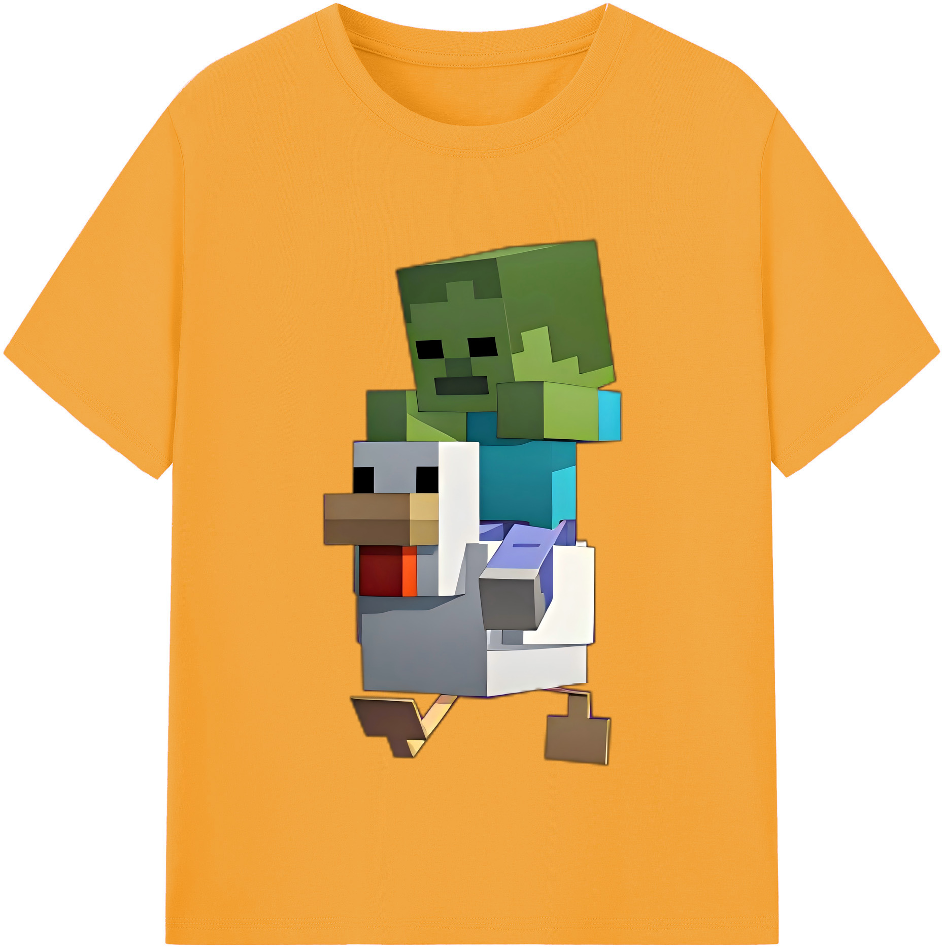 （画像用） マインクラフト ブロックの世界 Minecraft MC Block world 綿100％半袖Tシャツ（フロントプリント）