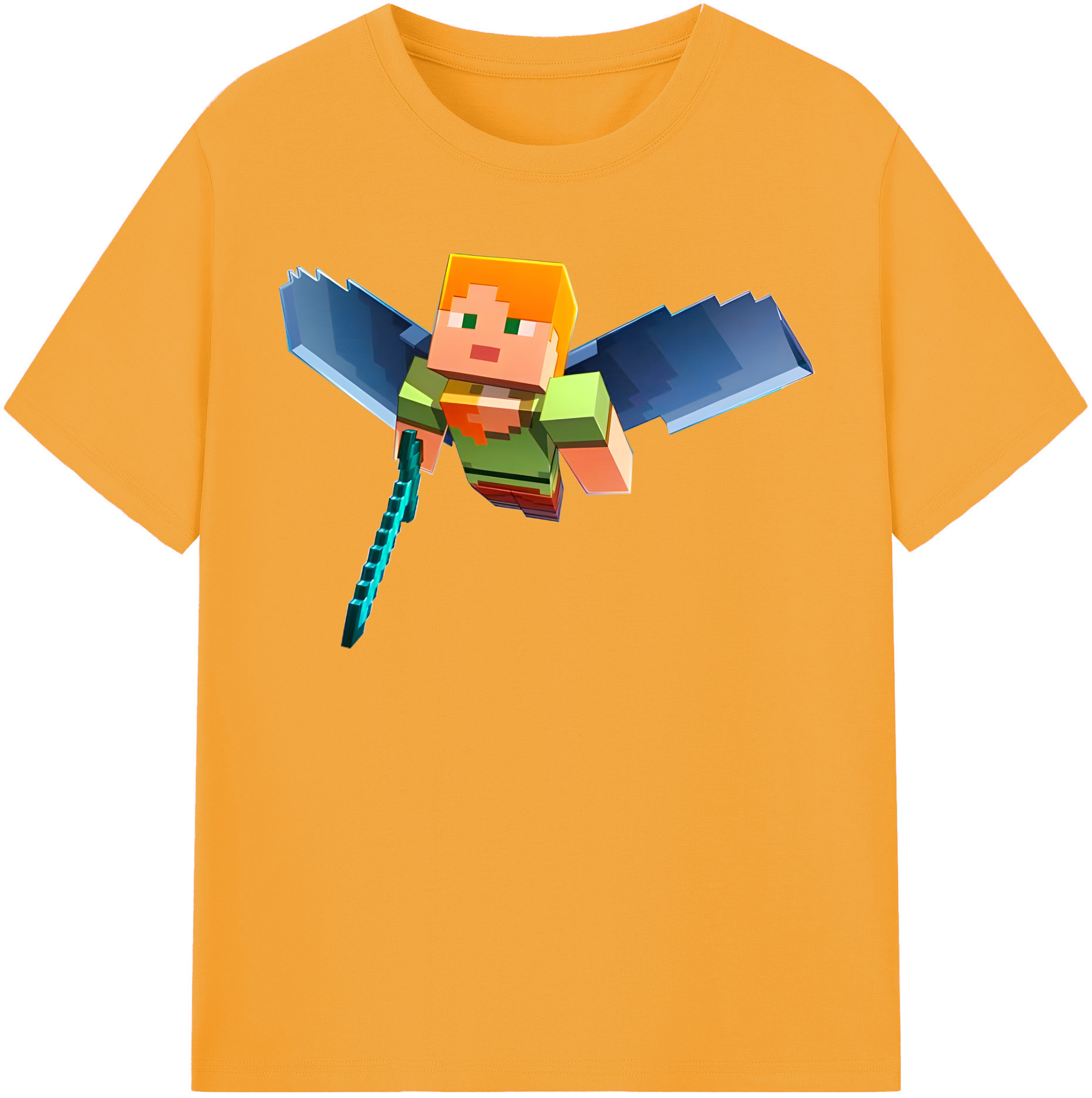 （画像用） マインクラフト ブロックの世界 Minecraft MC Block world 綿100％半袖Tシャツ（フロントプリント）