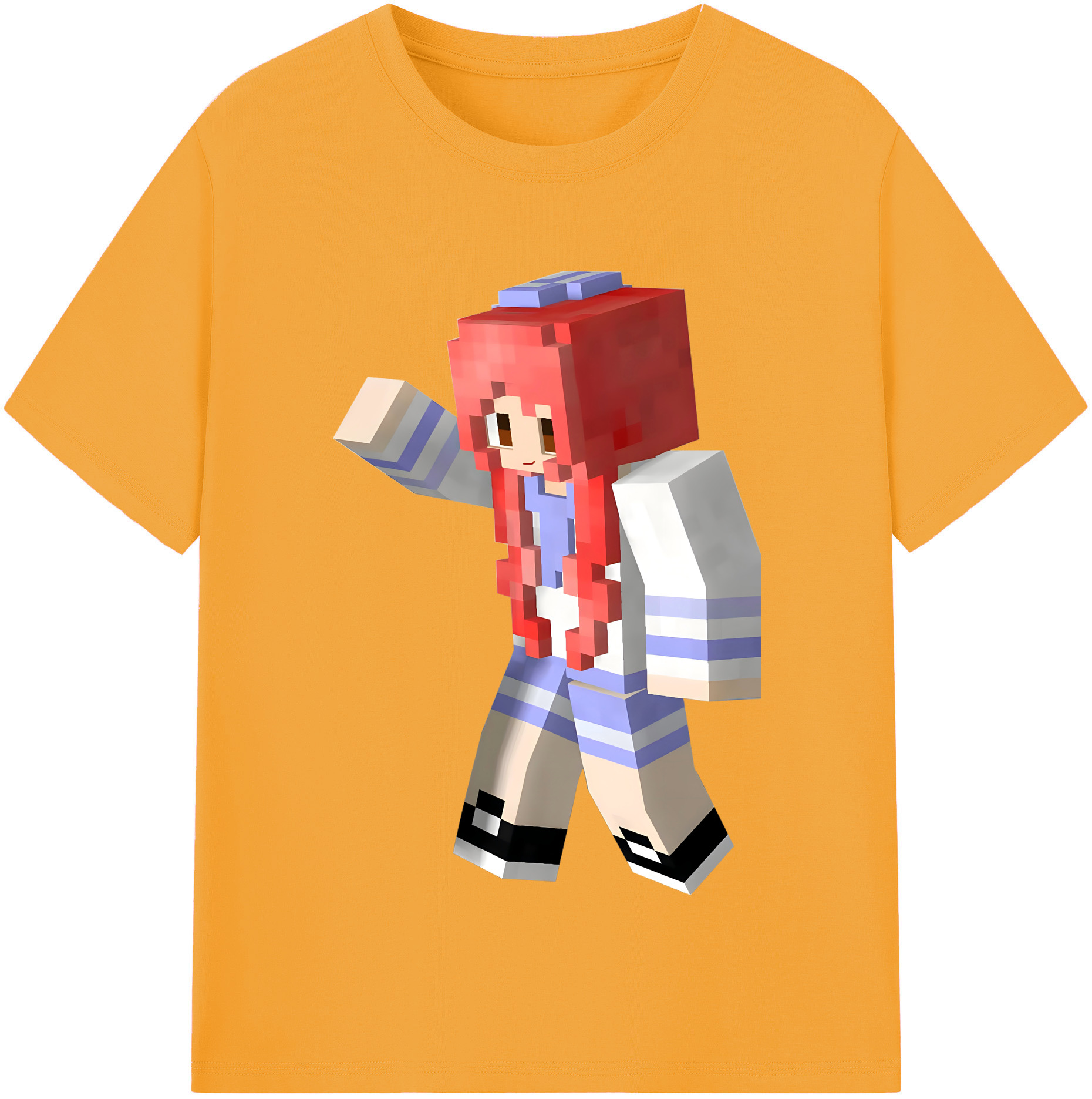 （画像用） マインクラフト ブロックの世界 Minecraft MC Block world 綿100％半袖Tシャツ（フロントプリント）