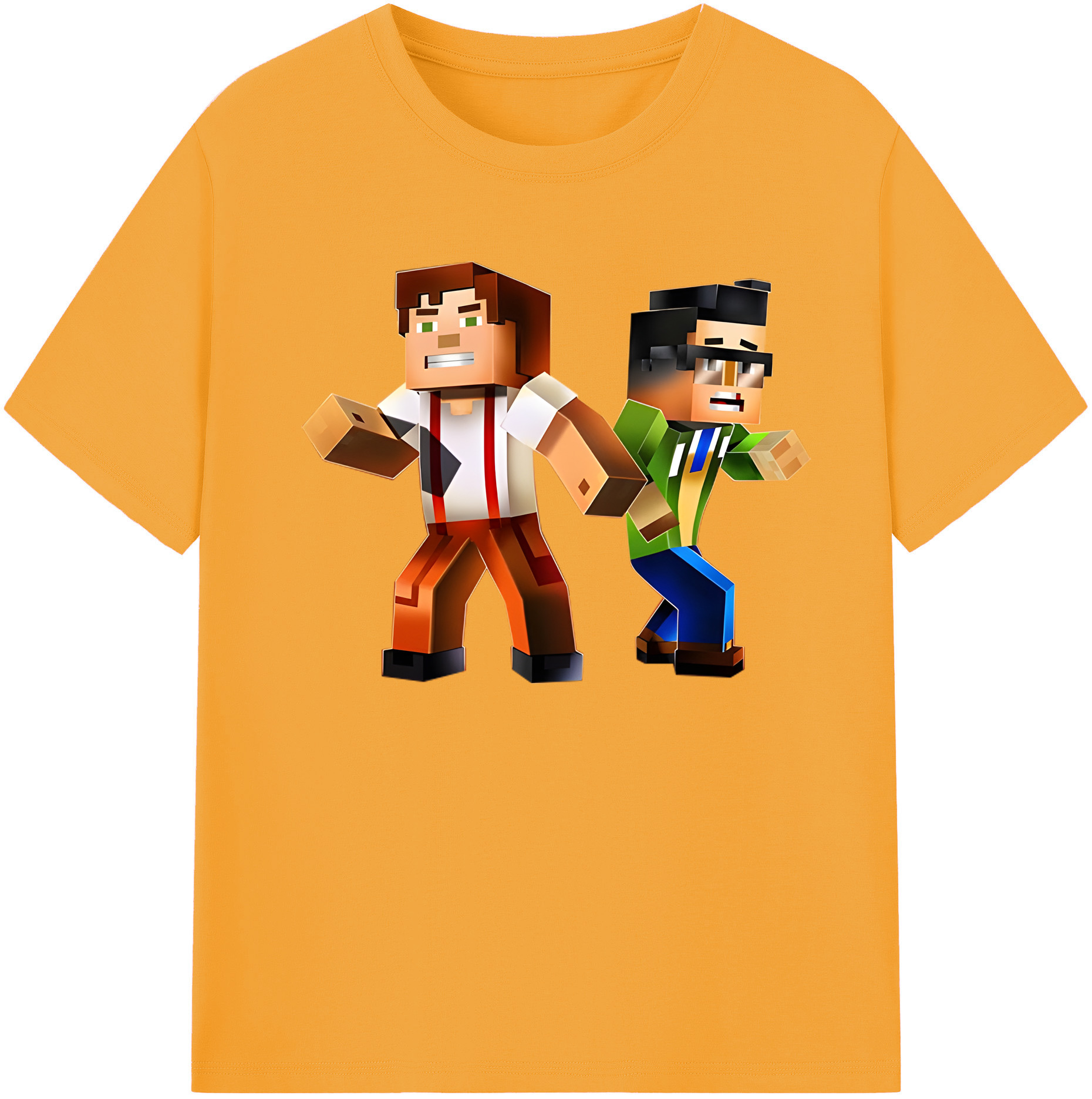 （画像用） マインクラフト ブロックの世界 Minecraft MC Block world 綿100％半袖Tシャツ（フロントプリント）