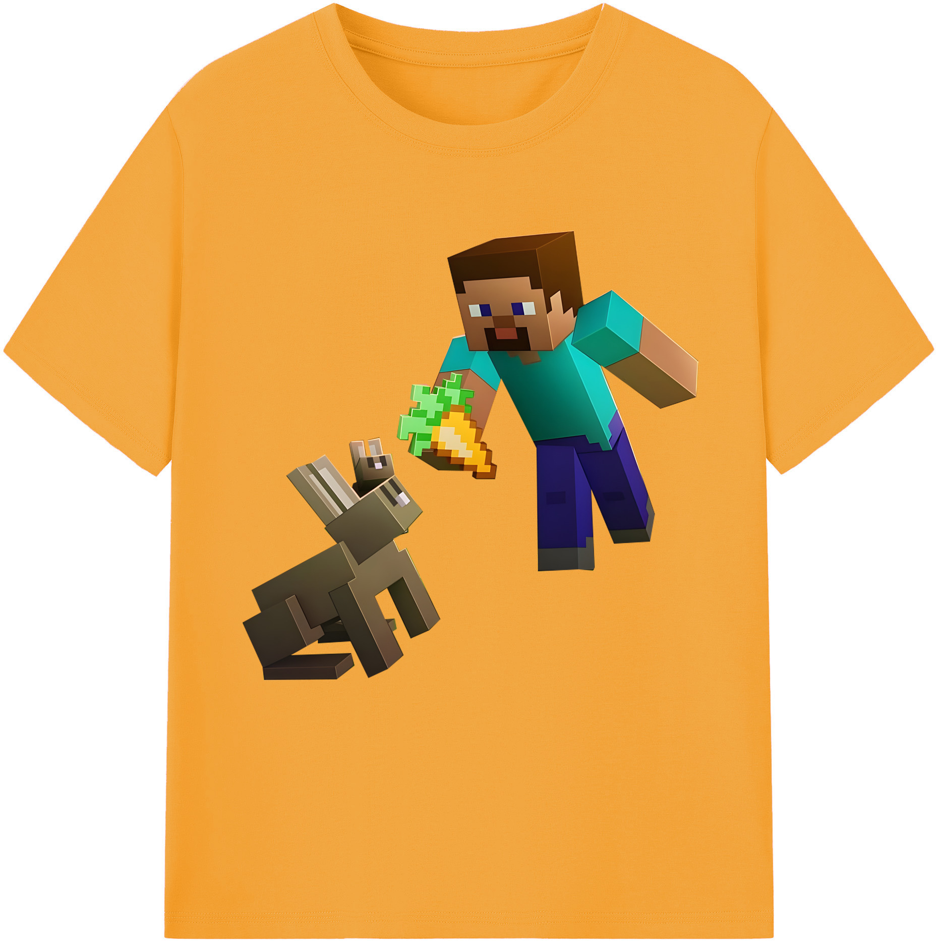 （画像用） マインクラフト ブロックの世界 Minecraft MC Block world 綿100％半袖Tシャツ（フロントプリント）