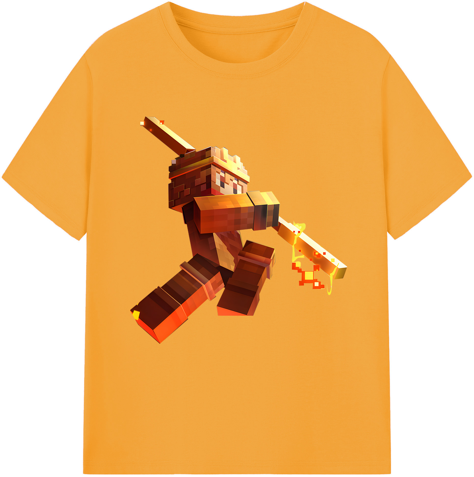 （画像用） マインクラフト ブロックの世界 Minecraft MC Block world 綿100％半袖Tシャツ（フロントプリント）