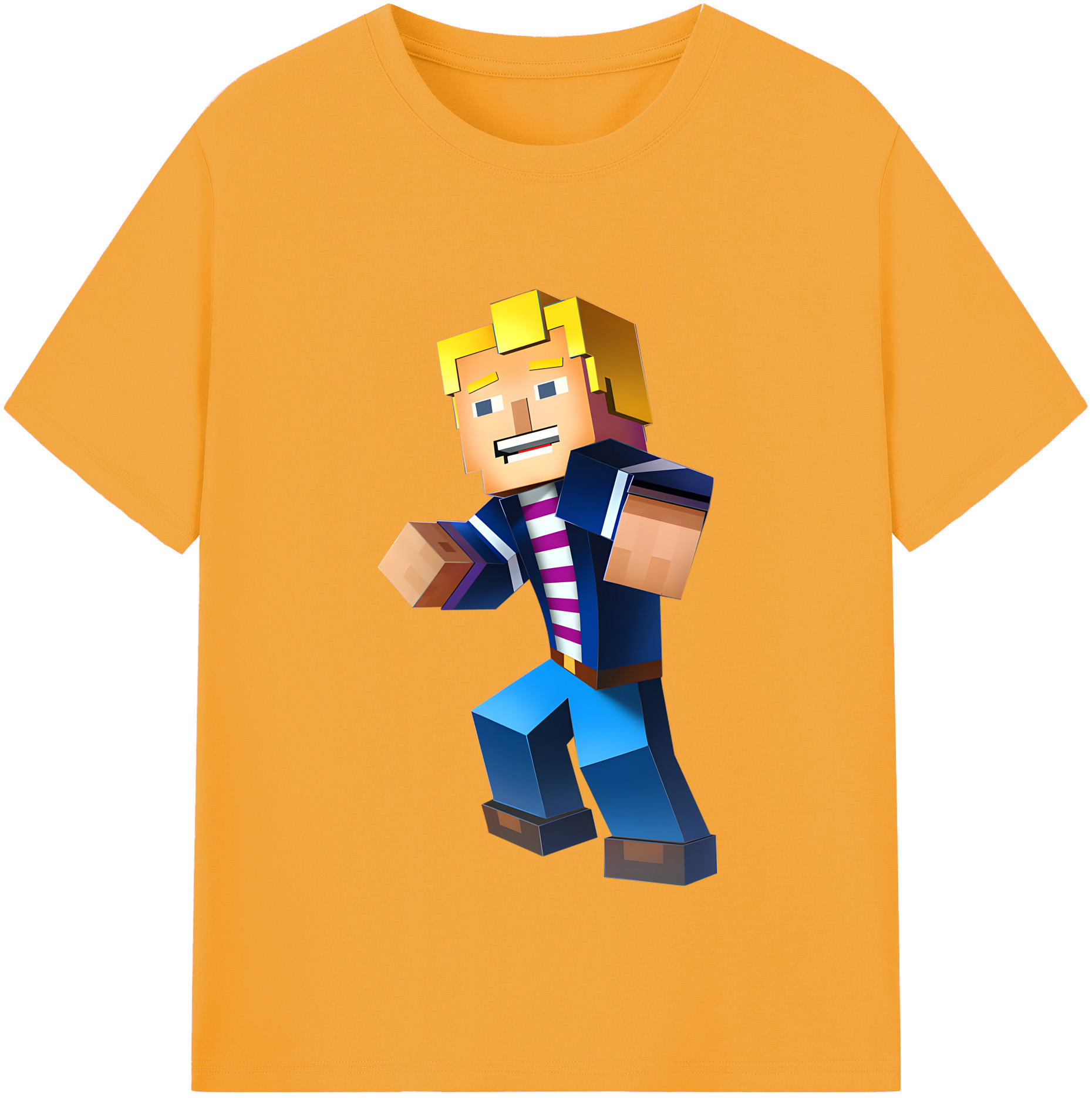 （画像用） マインクラフト ブロックの世界 Minecraft MC Block world 綿100％半袖Tシャツ（フロントプリント）