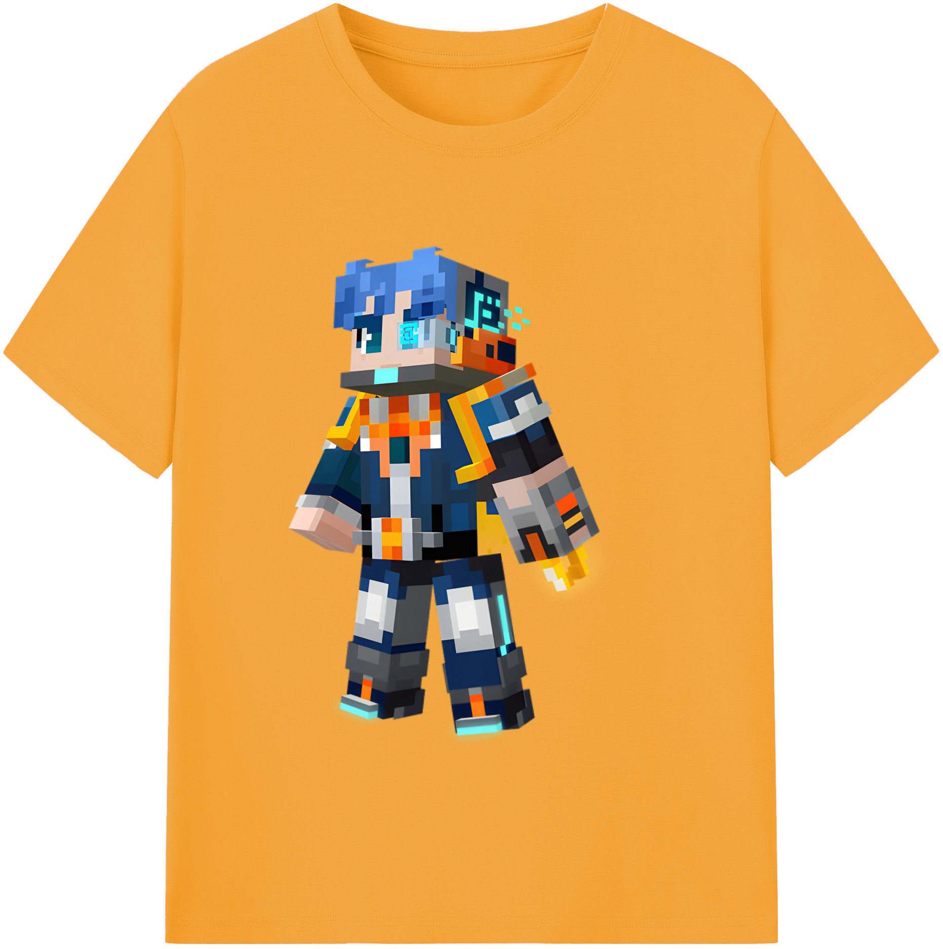 （画像用） マインクラフト ブロックの世界 Minecraft MC Block world 綿100％半袖Tシャツ（フロントプリント）