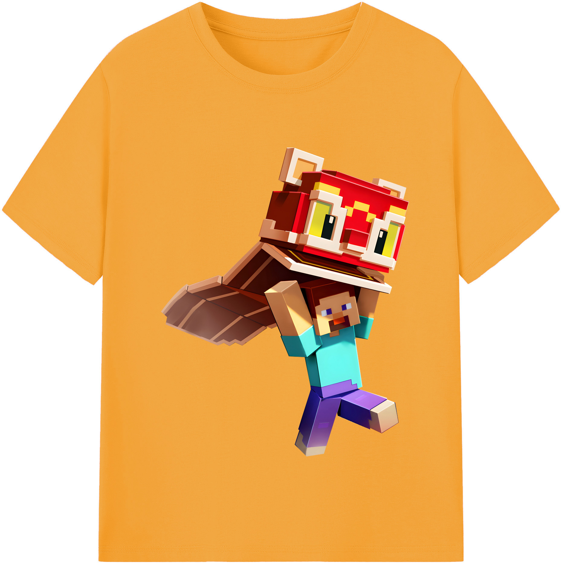 （画像用） マインクラフト ブロックの世界 Minecraft MC Block world 綿100％半袖Tシャツ（フロントプリント）