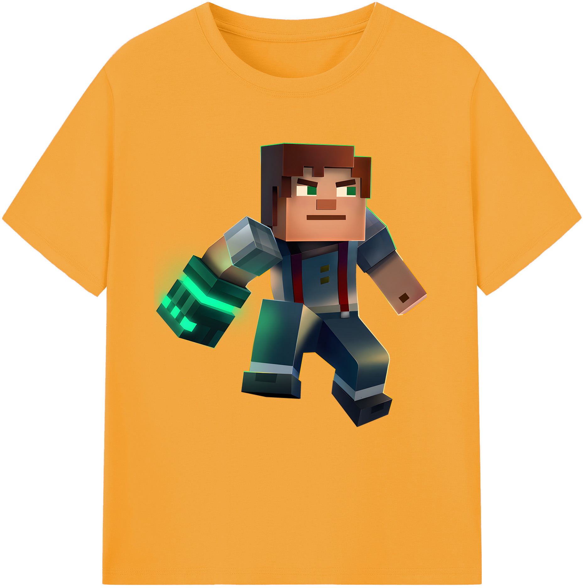 （画像用） マインクラフト ブロックの世界 Minecraft MC Block world 綿100％半袖Tシャツ（フロントプリント）