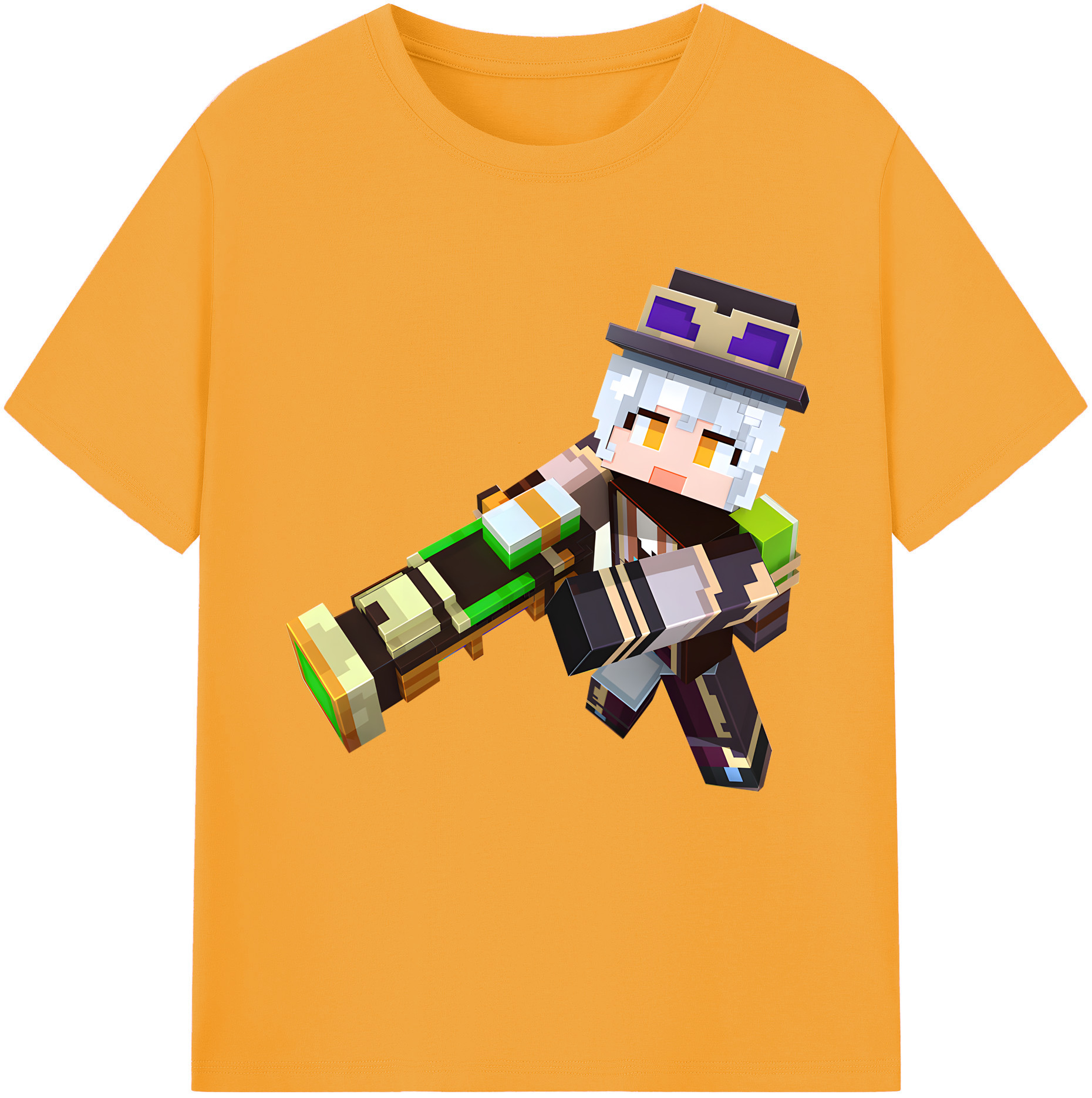 （画像用） マインクラフト ブロックの世界 Minecraft MC Block world 綿100％半袖Tシャツ（フロントプリント）
