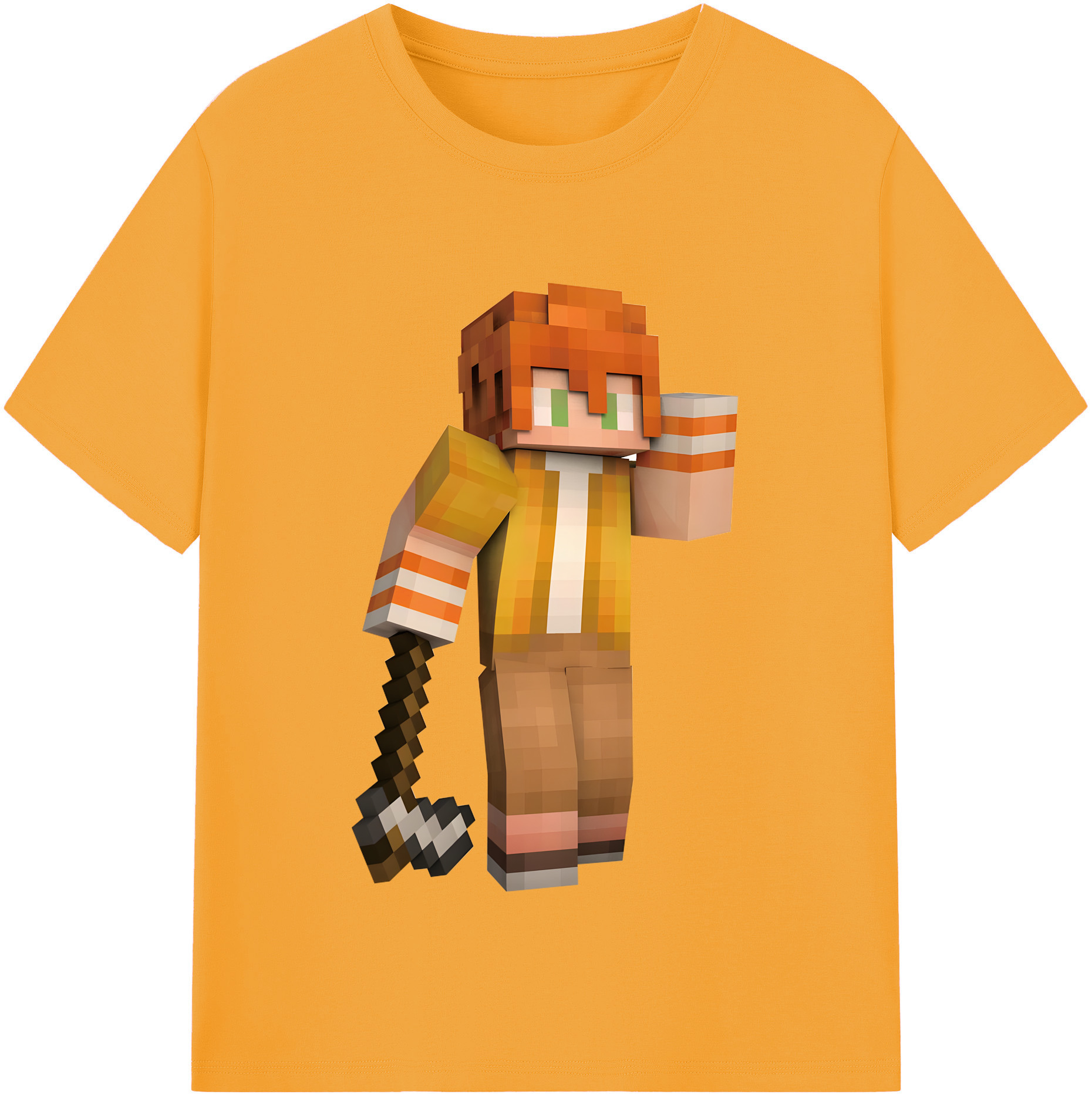 （画像用） マインクラフト ブロックの世界 Minecraft MC Block world 綿100％半袖Tシャツ（フロントプリント）