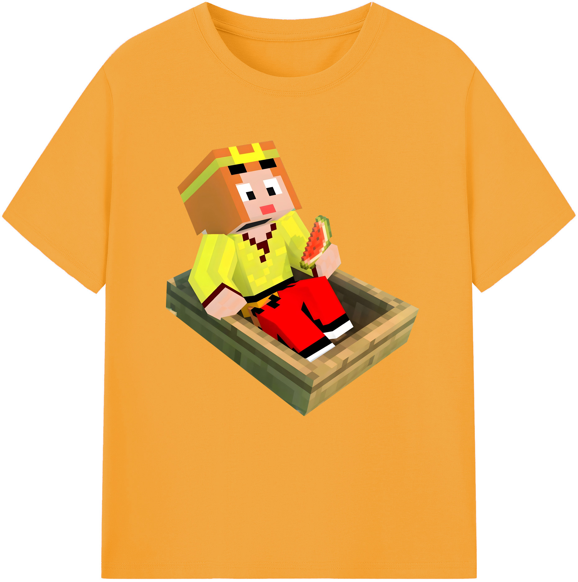 （画像用） マインクラフト ブロックの世界 Minecraft MC Block world 綿100％半袖Tシャツ（フロントプリント）