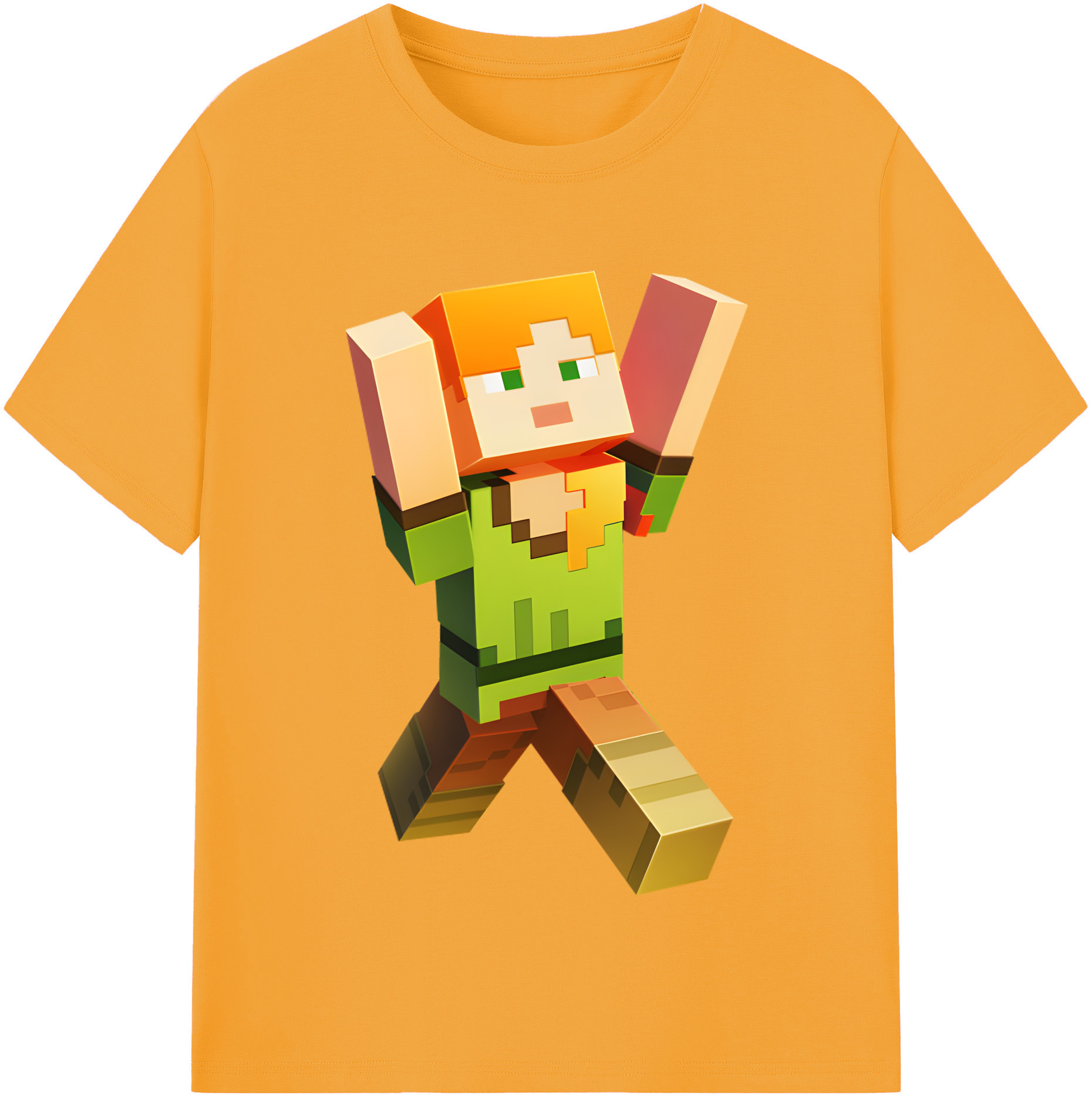 （画像用） マインクラフト ブロックの世界 Minecraft MC Block world 綿100％半袖Tシャツ（フロントプリント）